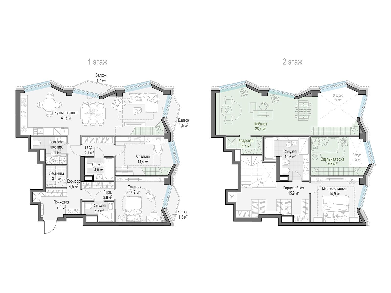 Планировка: 3-комн. квартира 147.50 м² в новостройке Тишинский бульвар