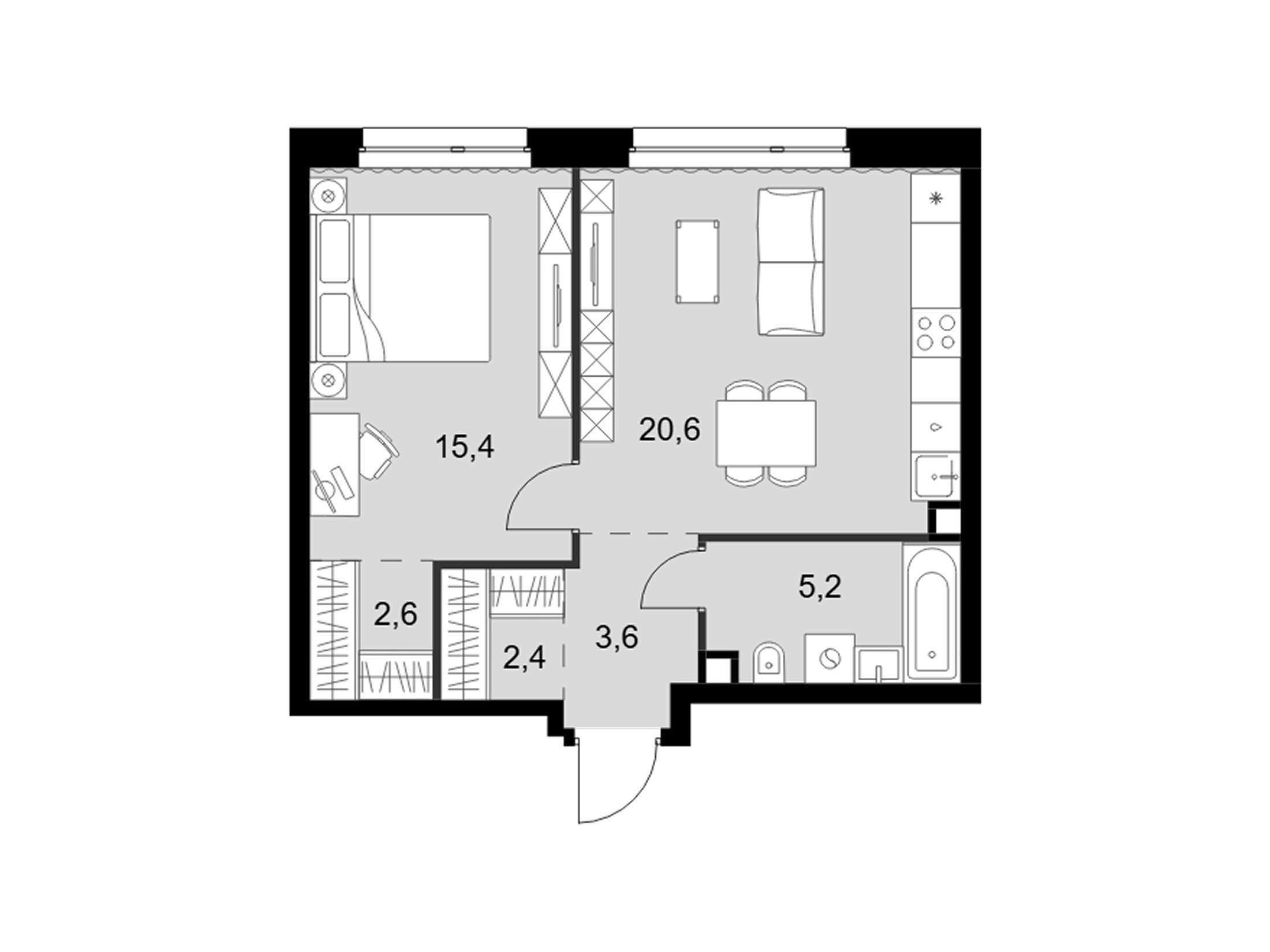 Планировка: 2-комн. квартира 49.80 м² в новостройке ЖК Симоновский вал
