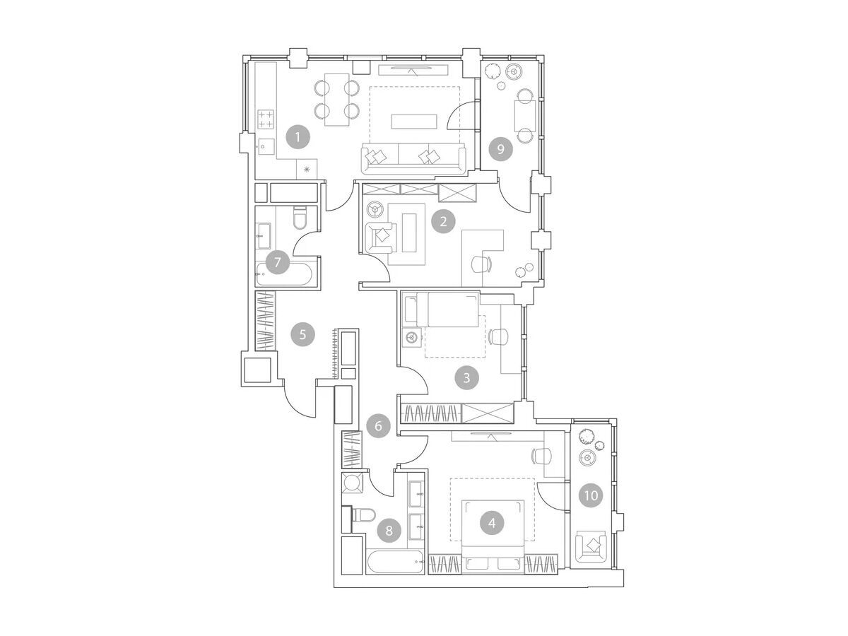 Планировка: 4-комн. квартира 99.30 м² в новостройке ЖК Вэри на Миклухо-Маклая