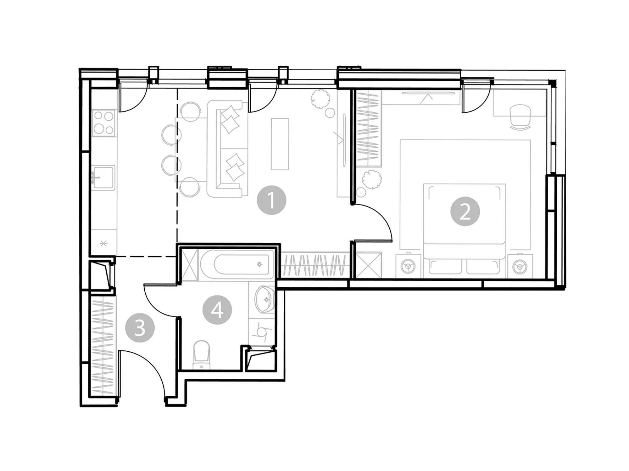 Планировка: 2-комн. квартира 49.77 м² в новостройке Эвопарк Измайлово