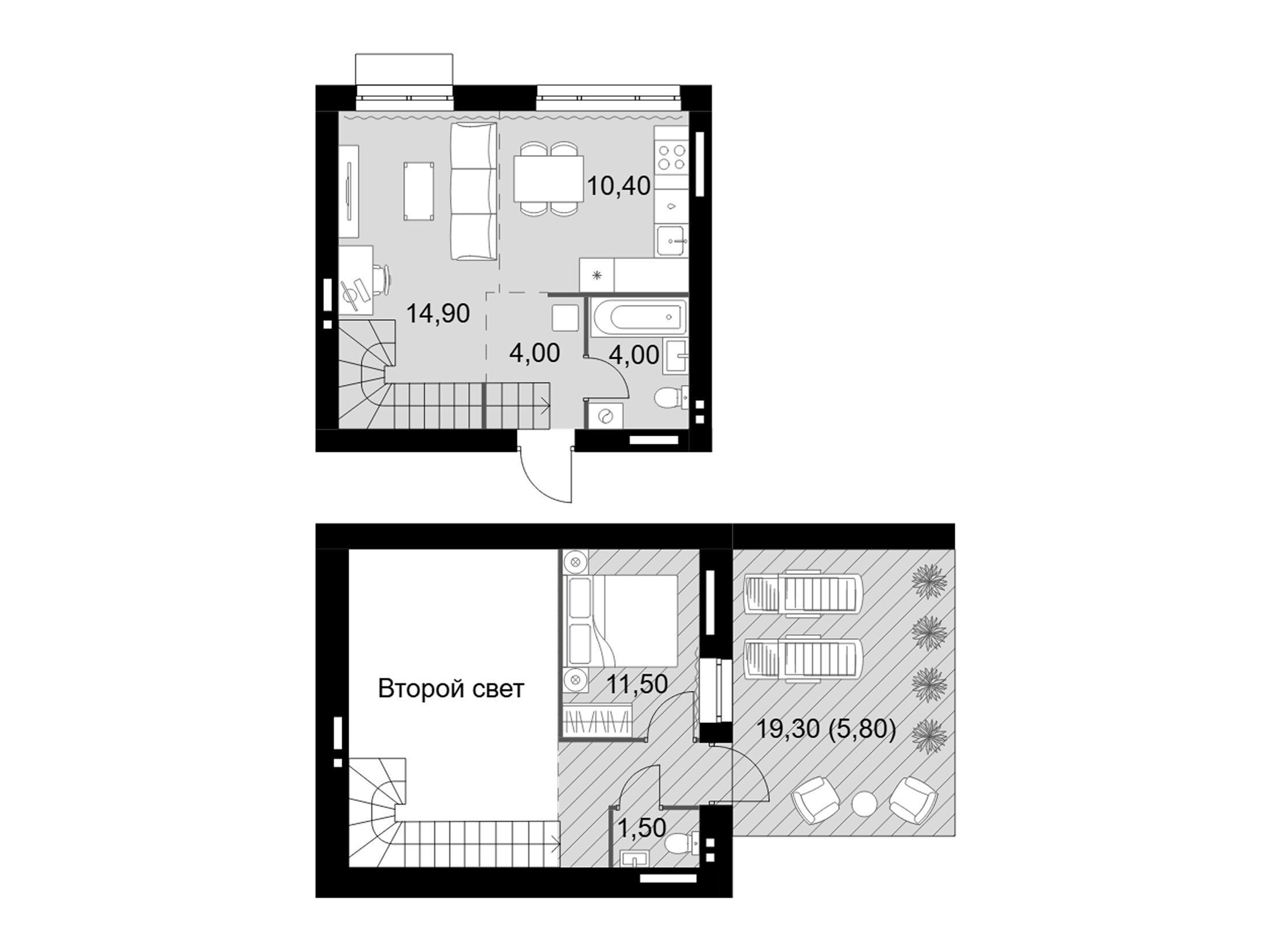 Планировка: 2-комн. квартира 52.10 м² в новостройке Апрелевка Клаб