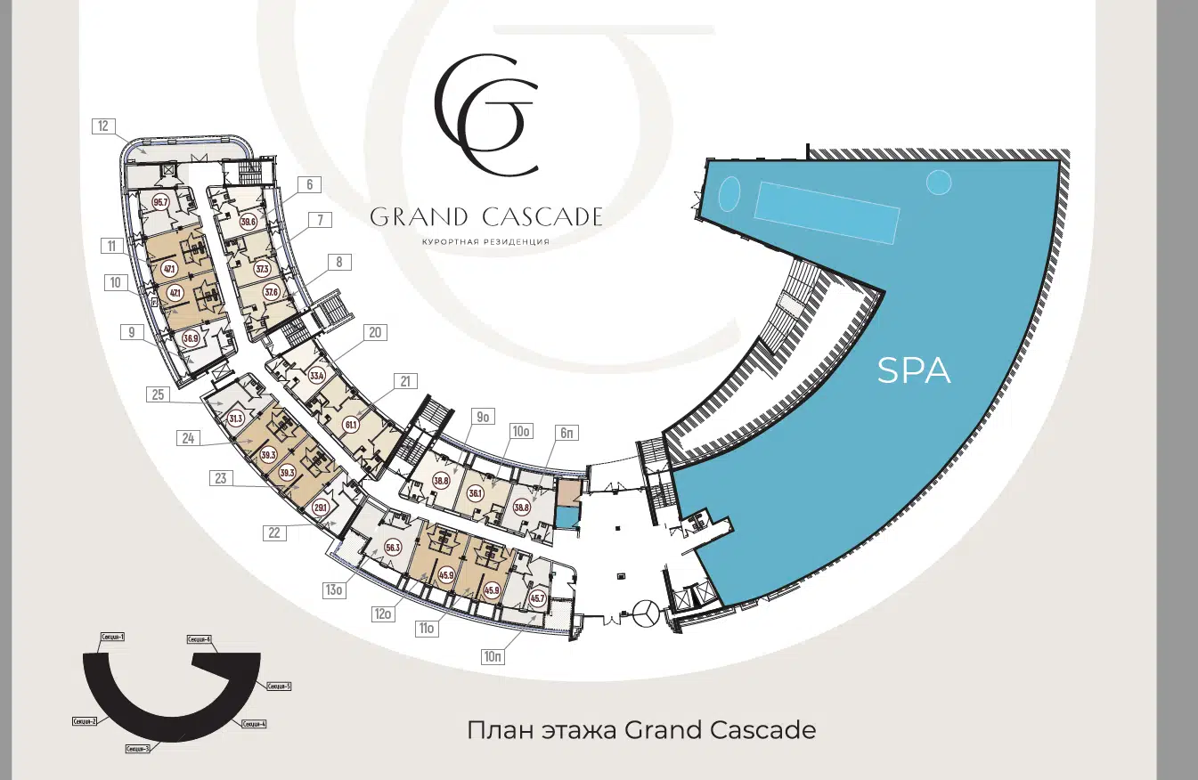 Планировка: 1-комн. квартира 36.90 м² в новостройке Гранд Каскад