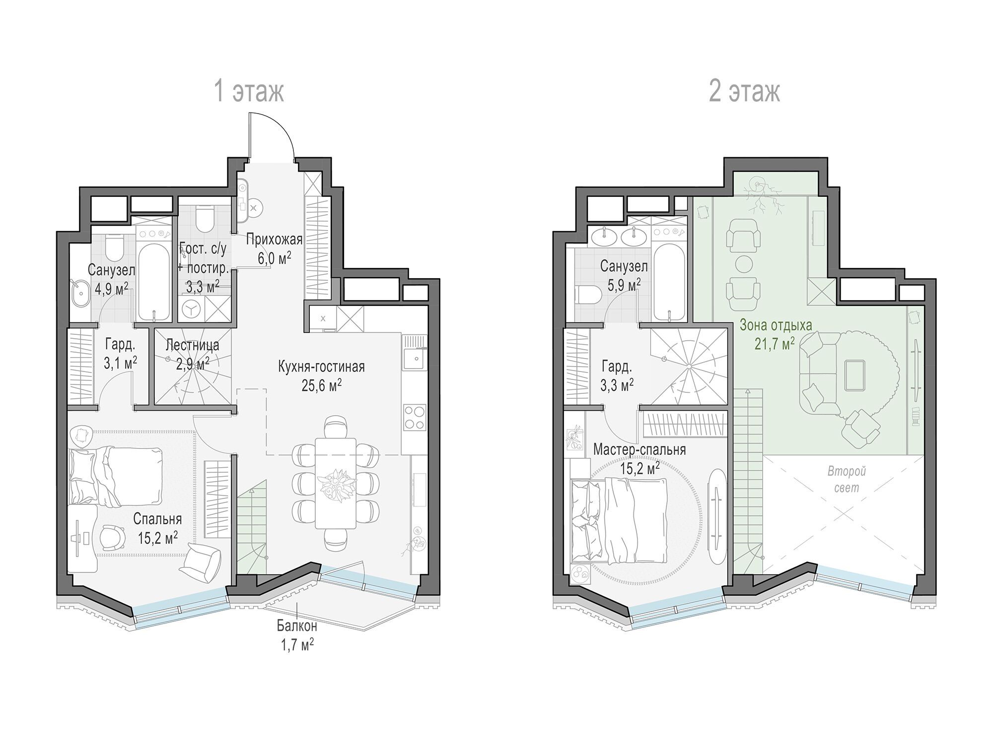 Планировка: 2-комн. квартира 86.30 м² в новостройке Тишинский бульвар
