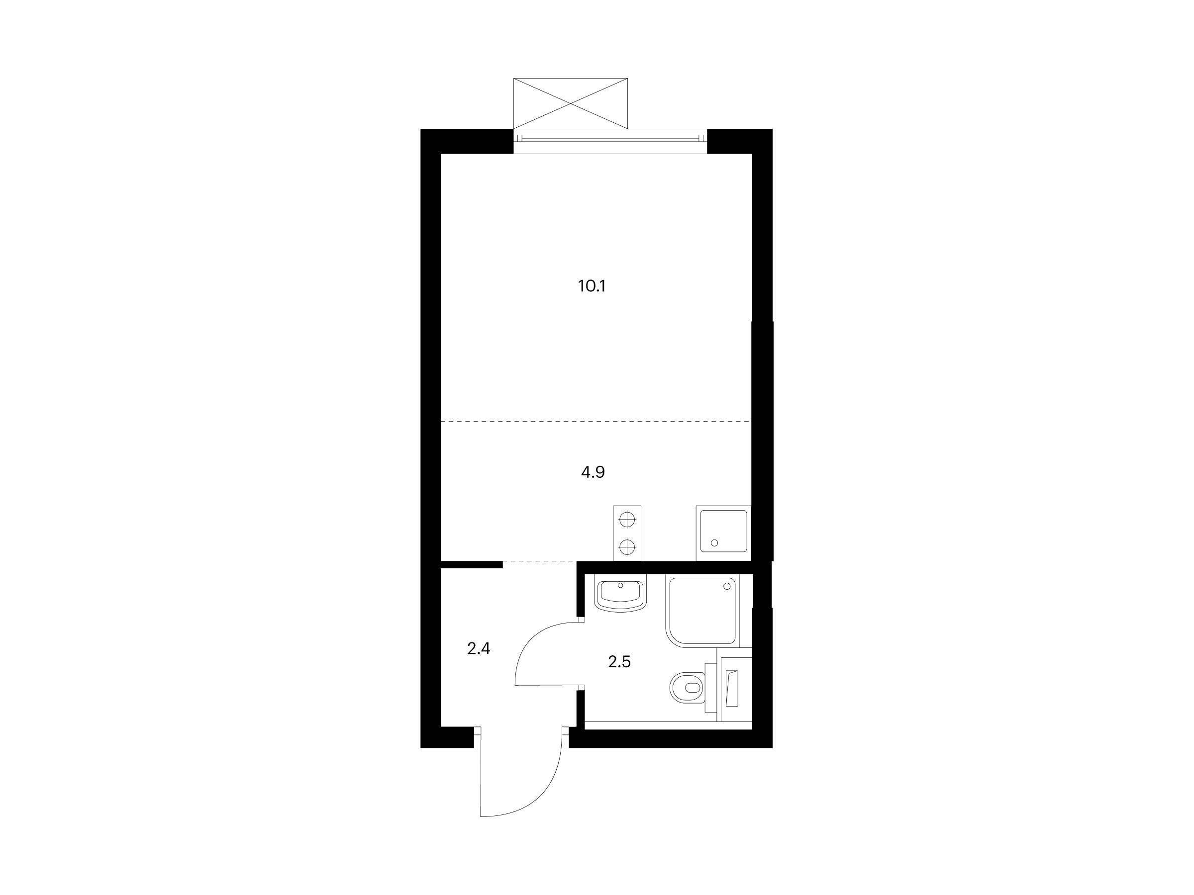 Планировка: Студия 19.90 м² в новостройке ЖК Кузьминский лес