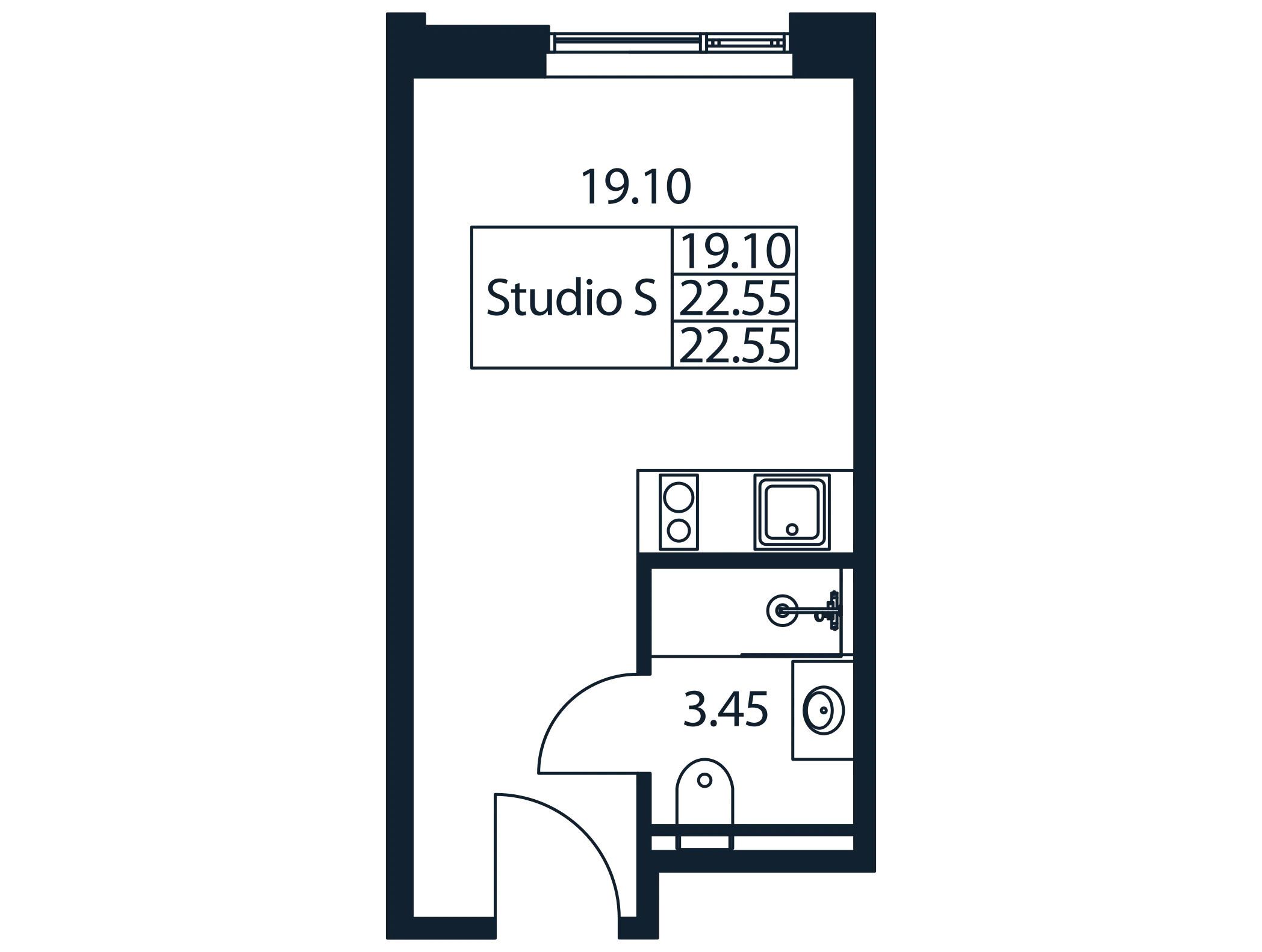 Планировка: Студия 23.19 м² в новостройке Арт Плаза
