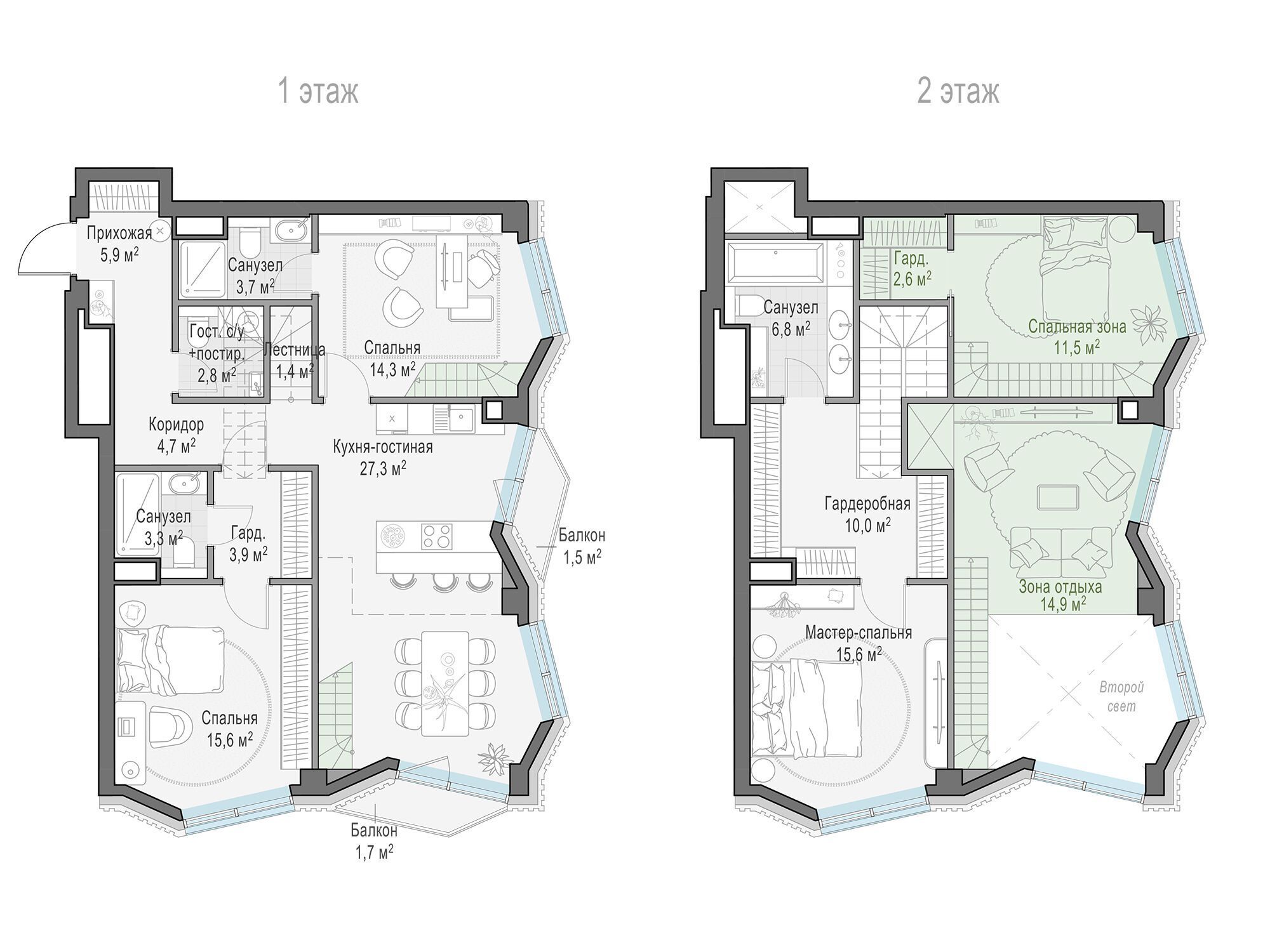 Планировка: 3-комн. квартира 83.90 м² в новостройке Тишинский бульвар