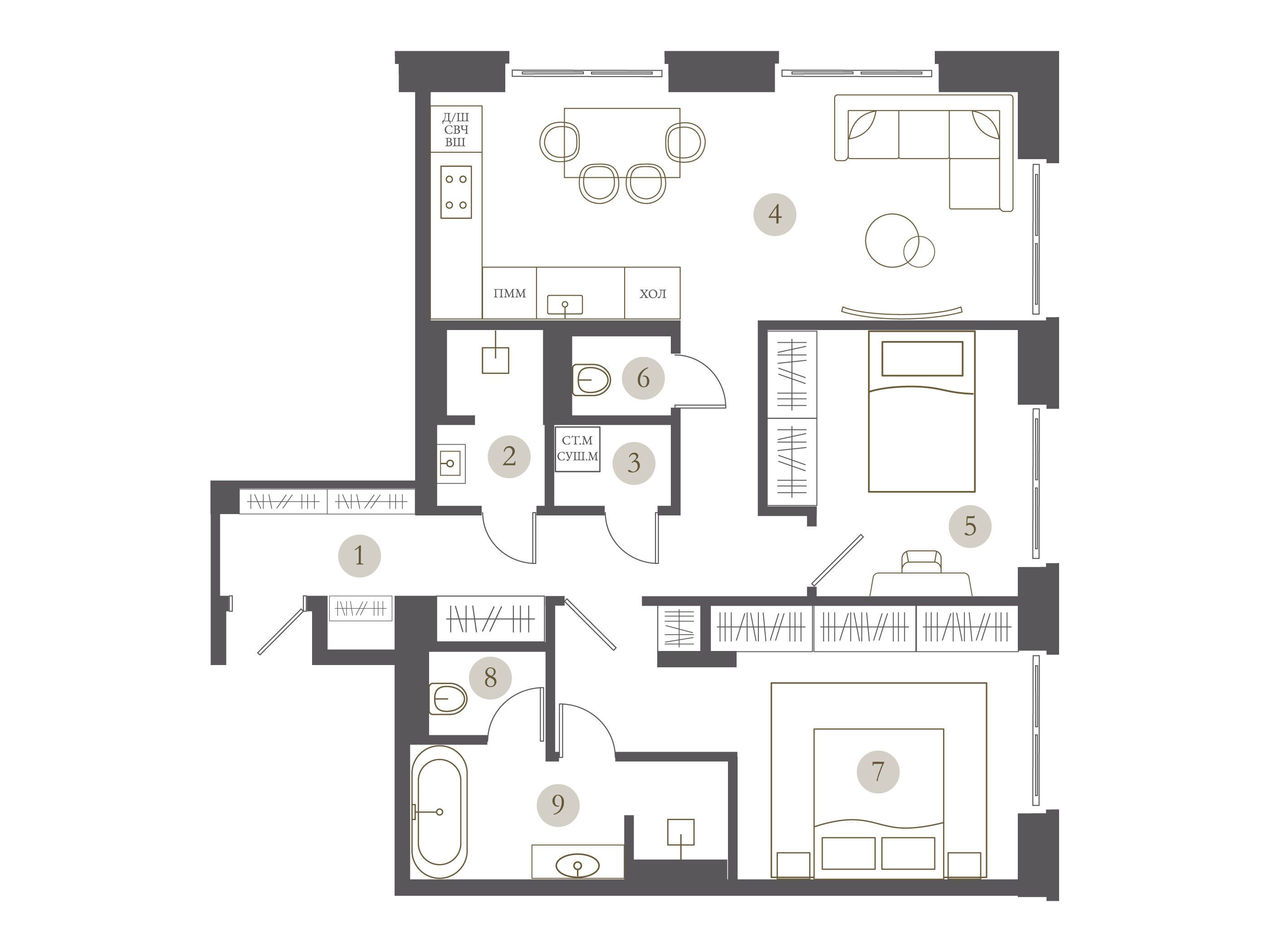 Планировка: 1-комн. квартира 78.70 м² в новостройке Тургенев
