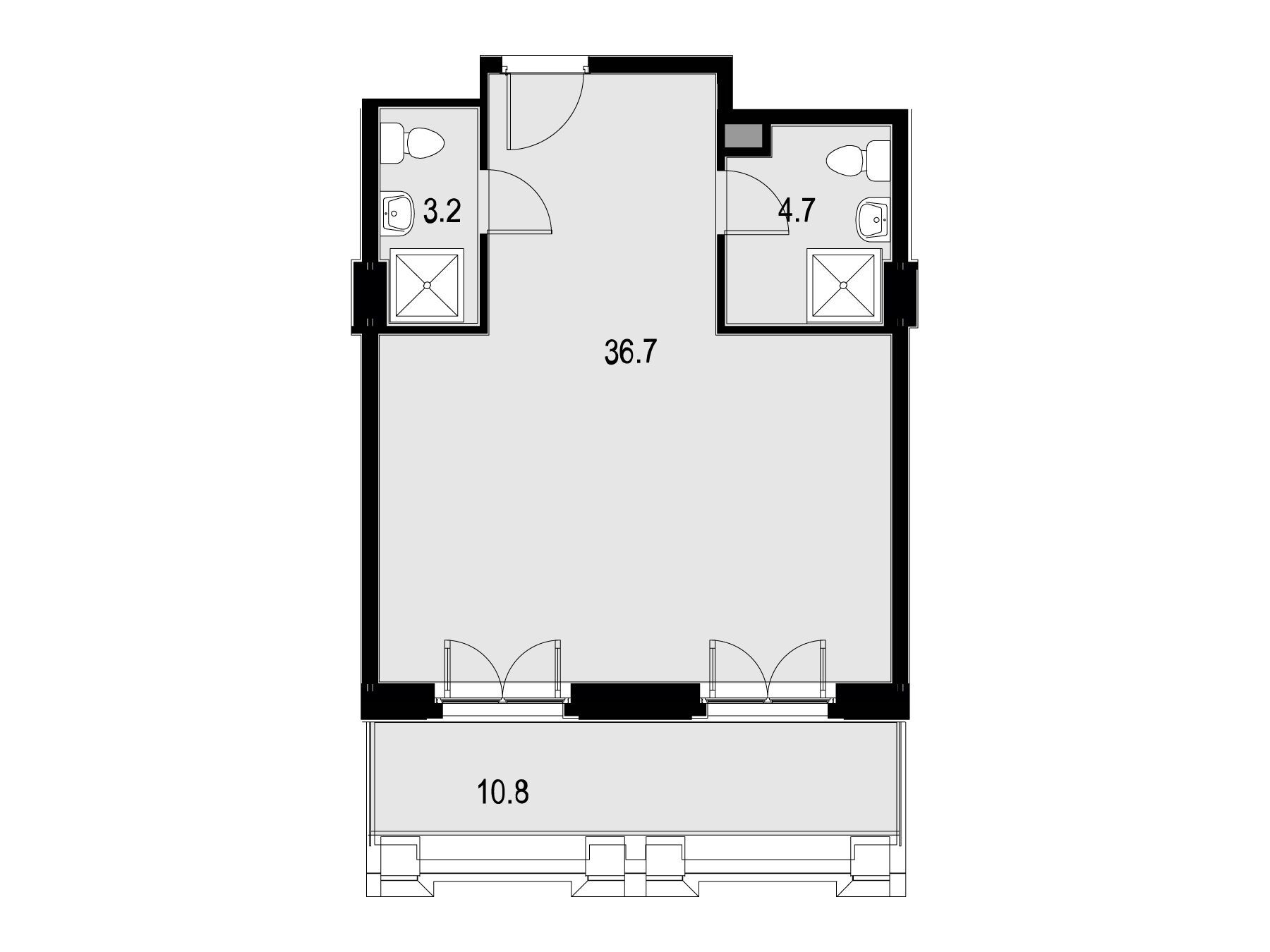 Планировка: 1-комн. квартира 56.50 м² в новостройке Wellton SPA Residence