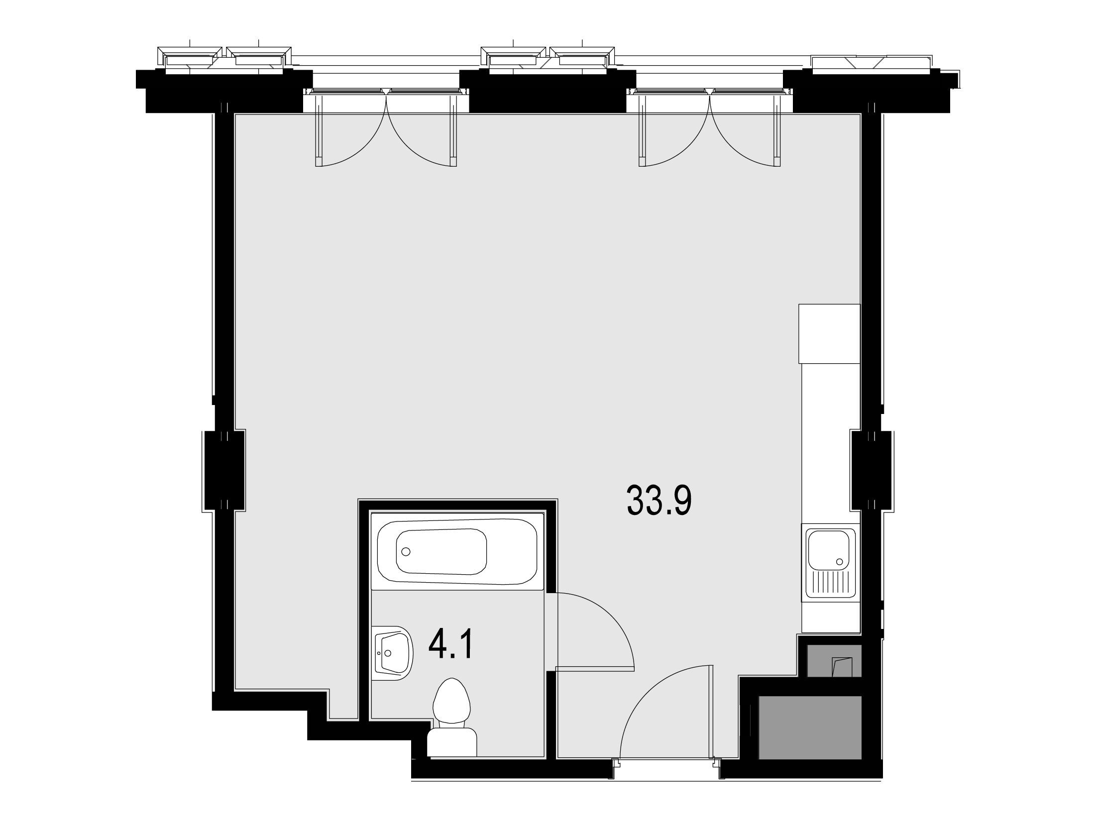 Планировка: 1-комн. квартира 39.00 м² в новостройке Wellton SPA Residence