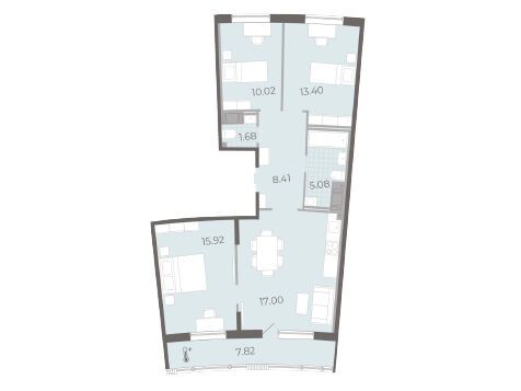 Планировка: 3-комн. квартира 81.10 м² в новостройке Морская набережная