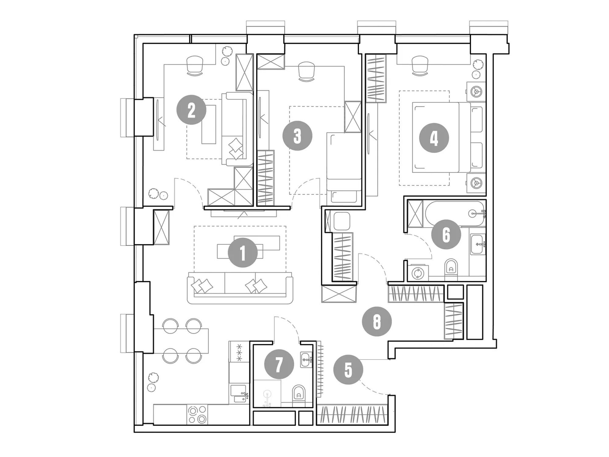 Планировка: 4-комн. квартира 92.90 м² в новостройке Мираполис