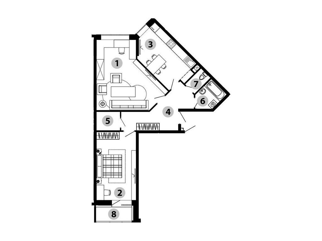 Планировка: 2-комн. квартира 73.90 м² в новостройке Малиново
