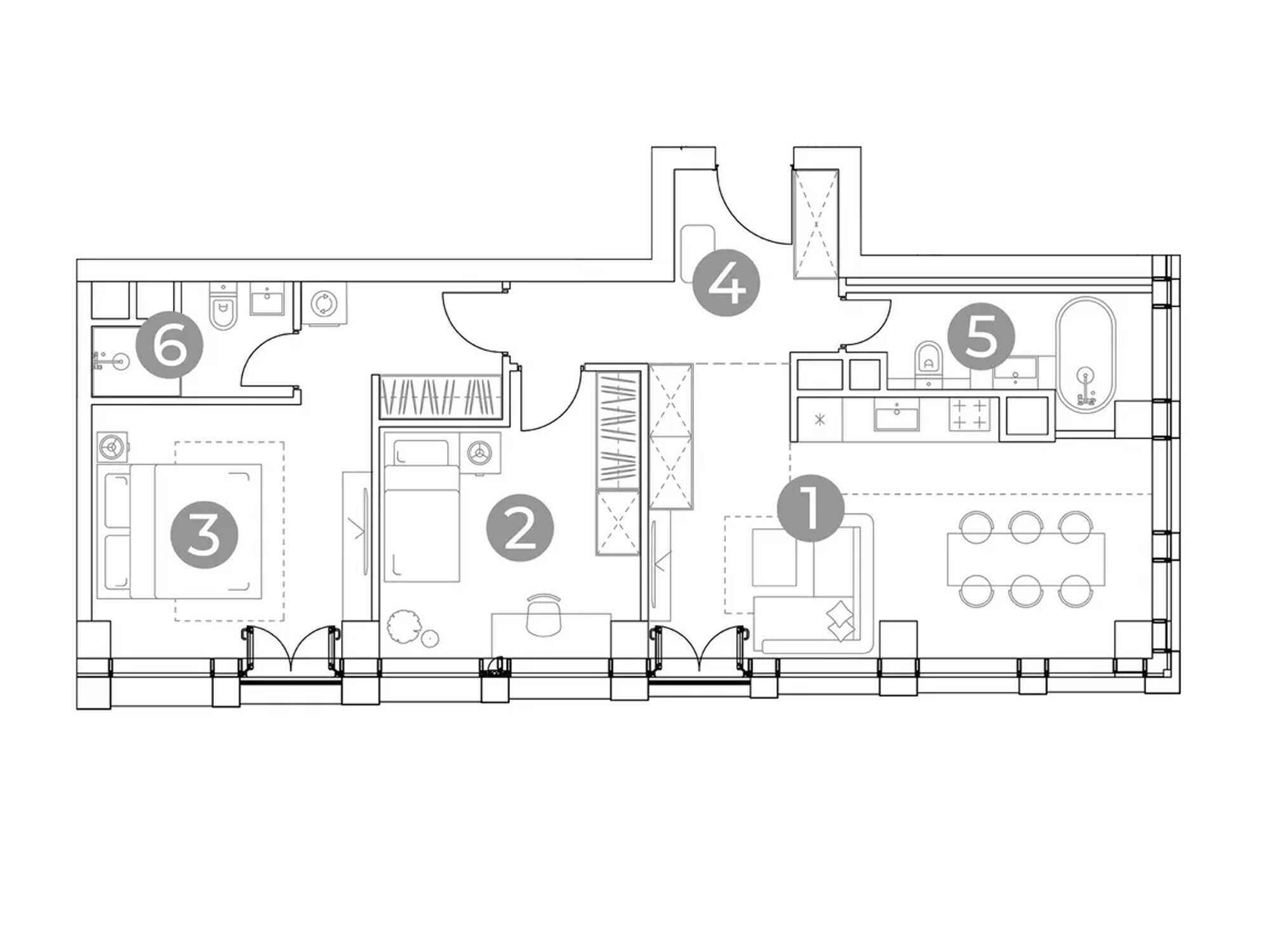 Планировка: 3-комн. квартира 70.20 м² в новостройке Эмоушн