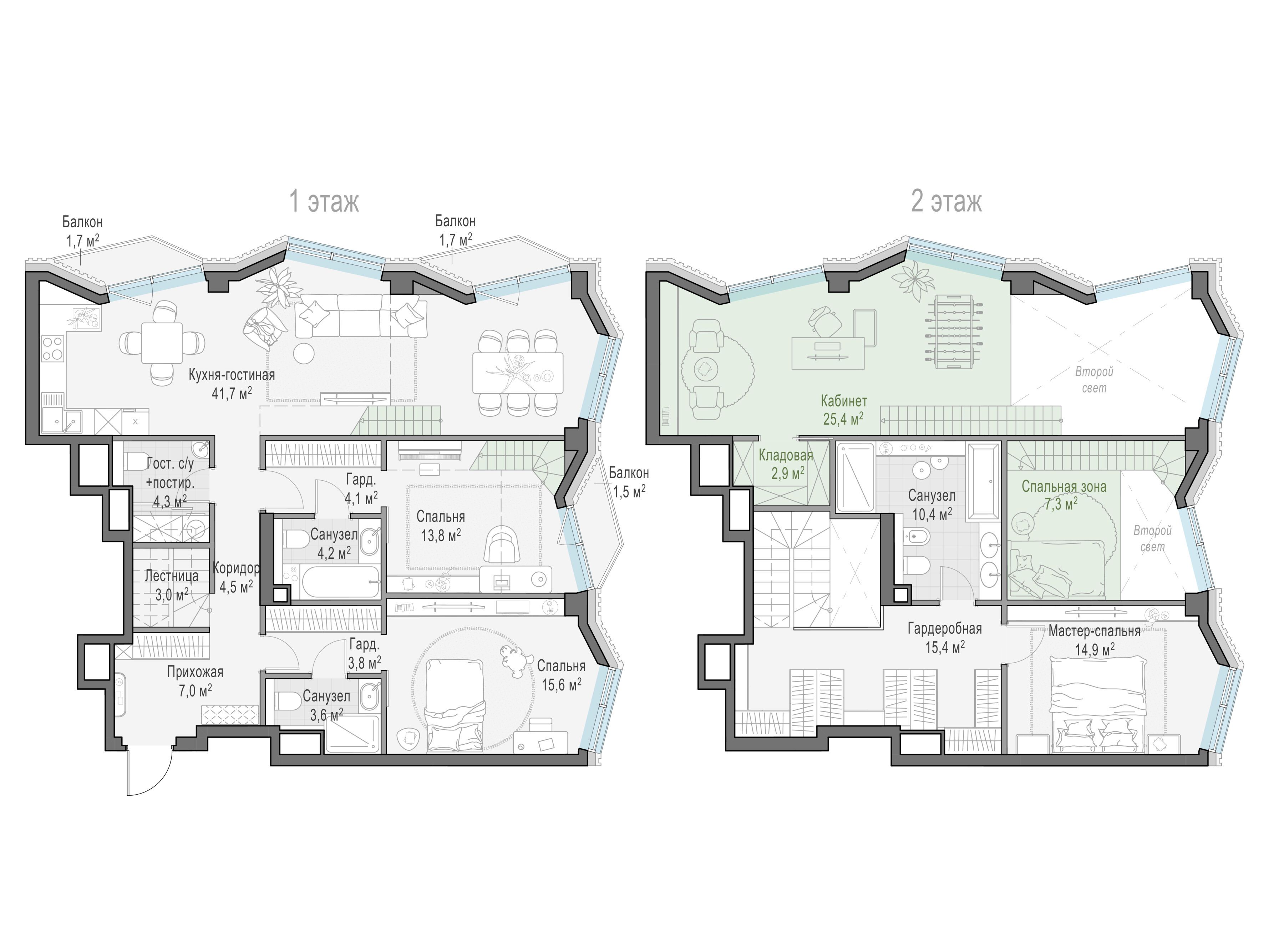 Планировка: 3-комн. квартира 145.80 м² в новостройке Тишинский бульвар