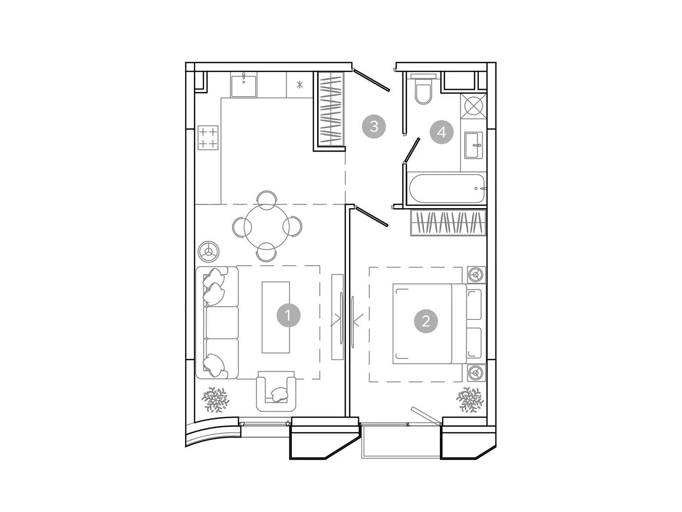 Планировка: 2-комн. квартира 46.00 м² в новостройке Уно.Соколиная гора