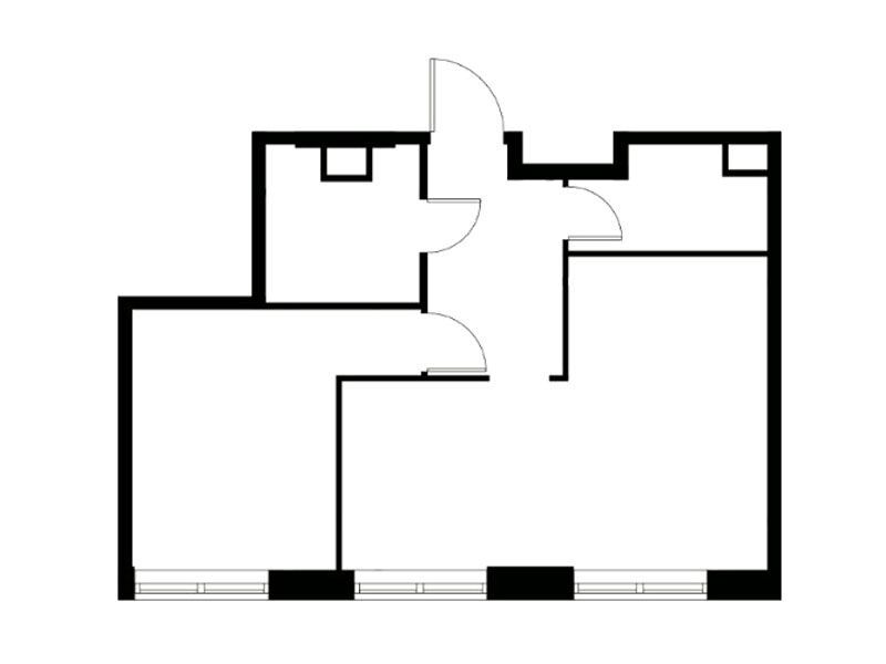 Планировка: 1-комн. квартира 53.70 м² в новостройке Воксхолл