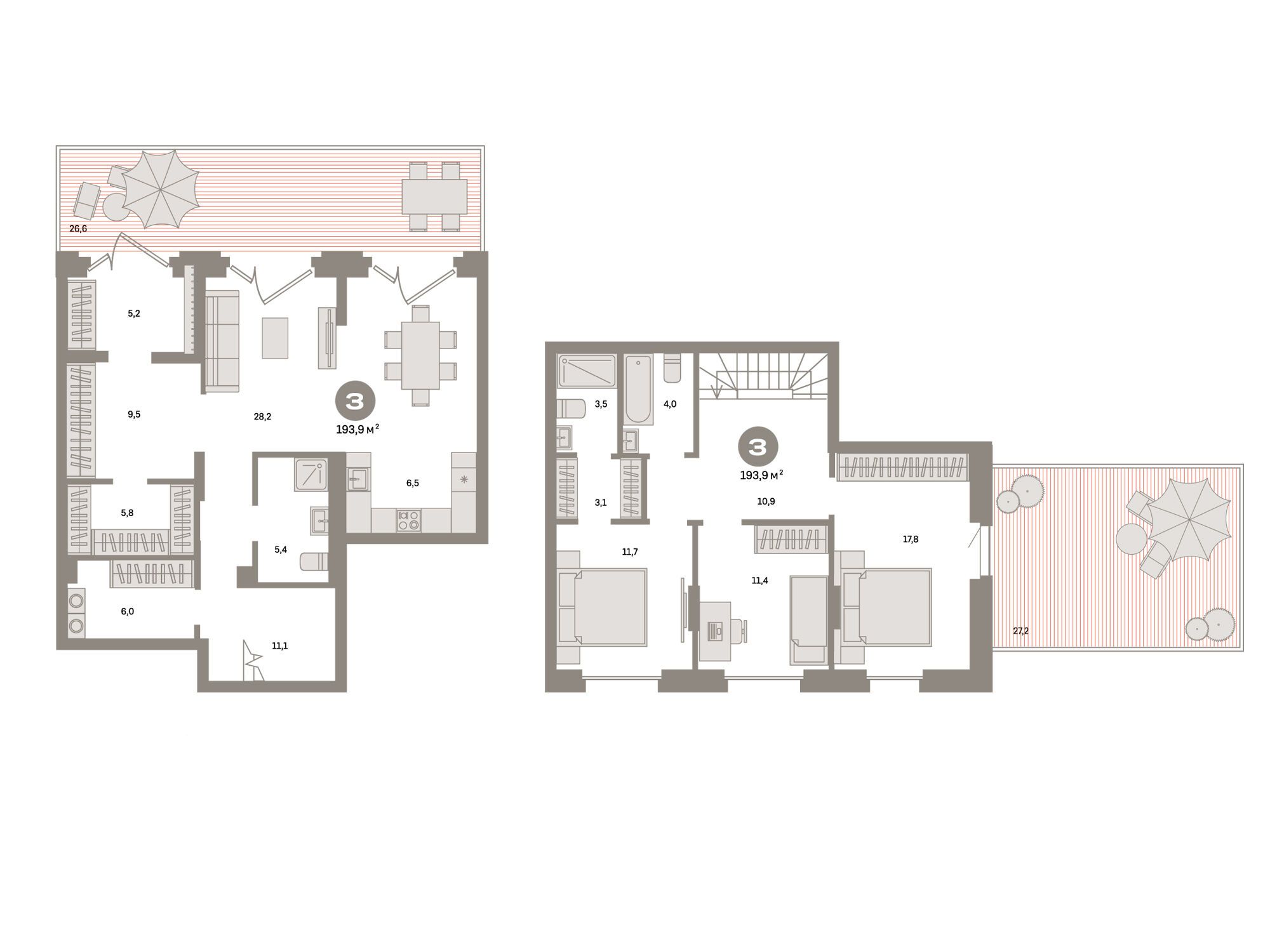 Планировка: 3-комн. квартира 193.90 м² в новостройке Метроном