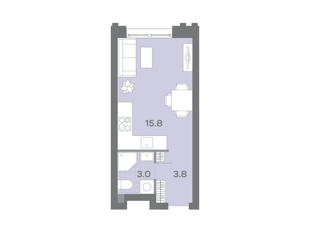 Планировка: Студия 22.60 м² в новостройке Дмитровское Небо