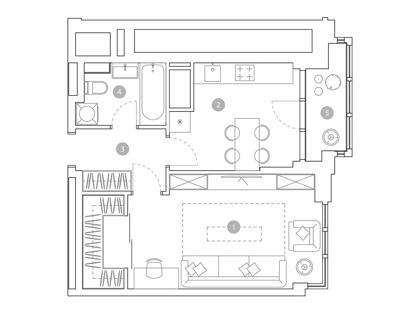 Планировка: 1-комн. квартира 41.70 м² в новостройке ЖК Вэри на Миклухо-Маклая