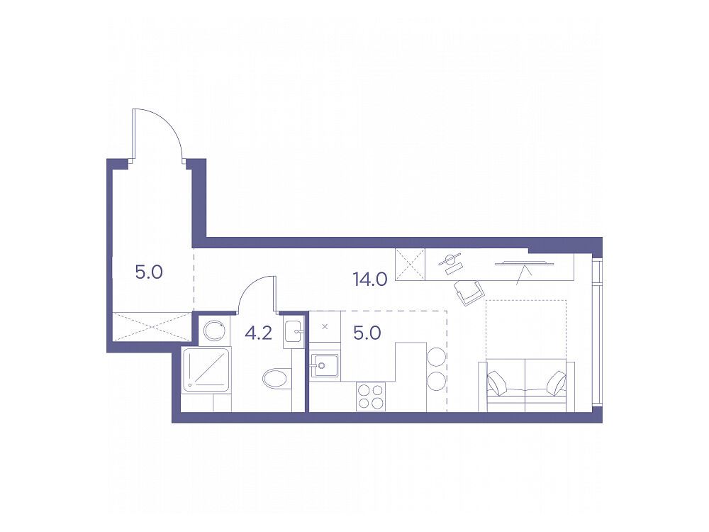 Планировка: Студия 28.20 м² в новостройке Лот от Аквилон