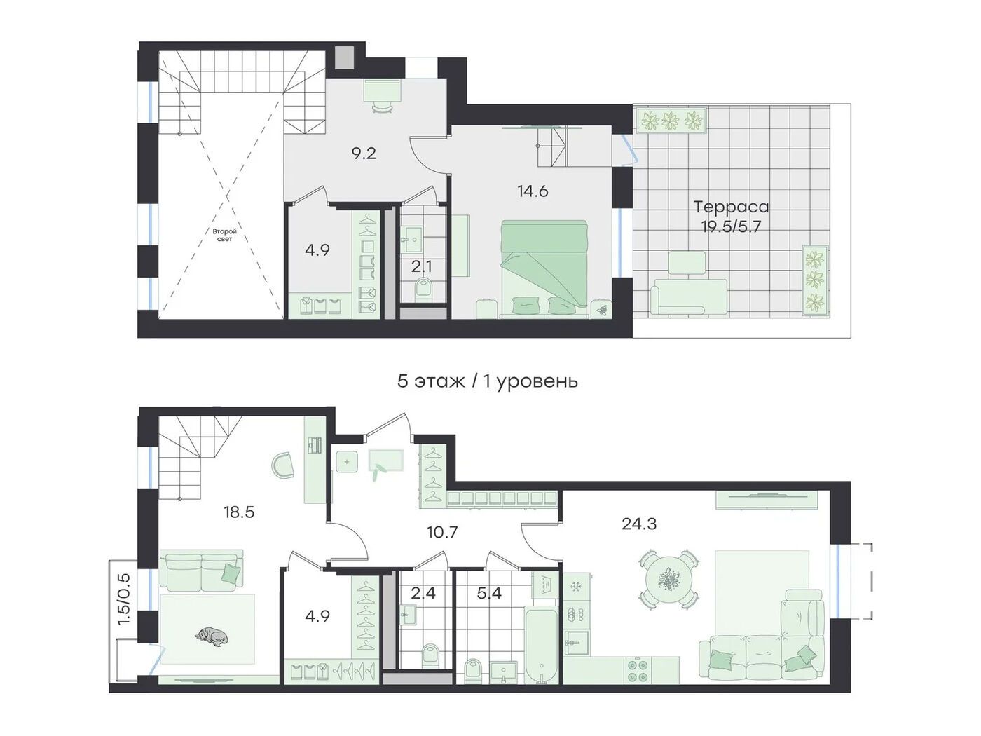 Планировка: 3-комн. квартира 103.20 м² в новостройке Джи Три Театральный