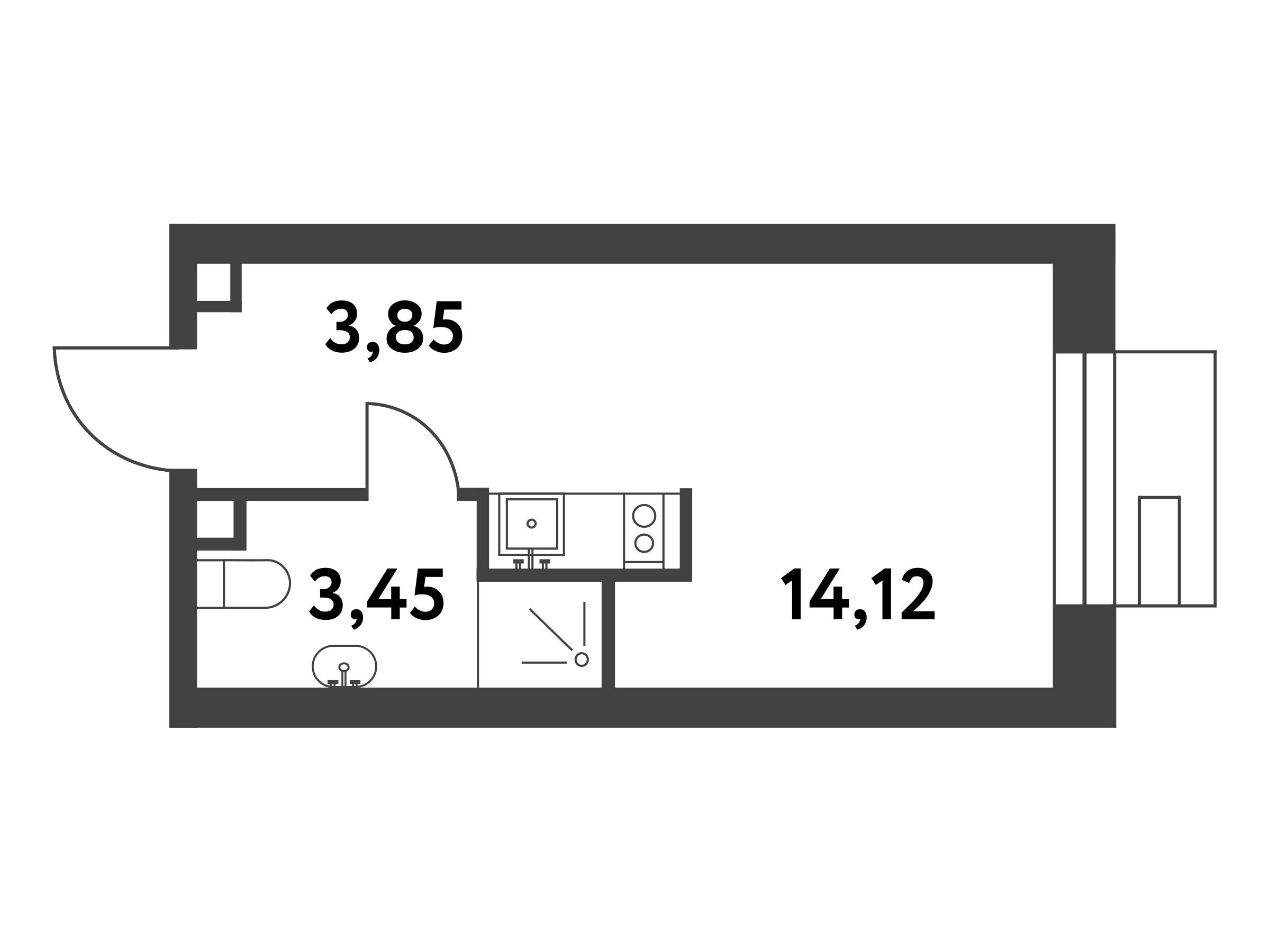 Планировка: Студия 21.40 м² в новостройке Смарт Гарден