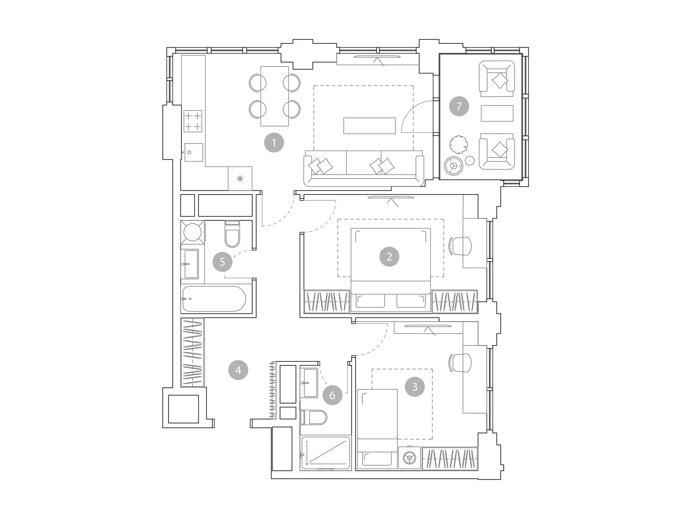 Планировка: 3-комн. квартира 67.40 м² в новостройке Вэри на Миклухо-Маклая