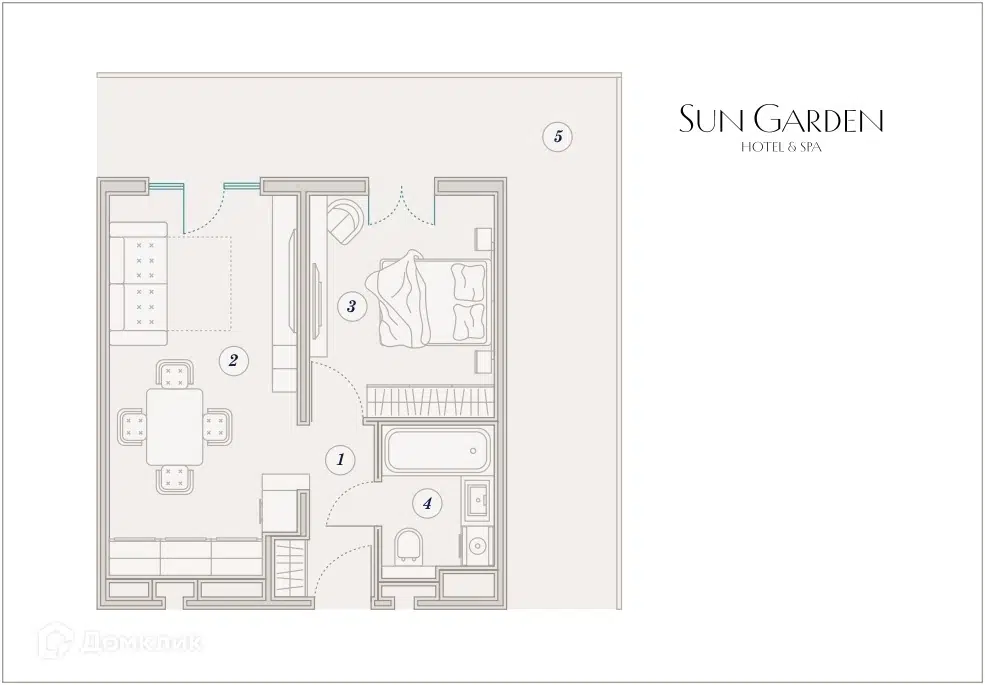 Планировка: 4-комн. квартира 68.00 м² в новостройке Сан Гарден