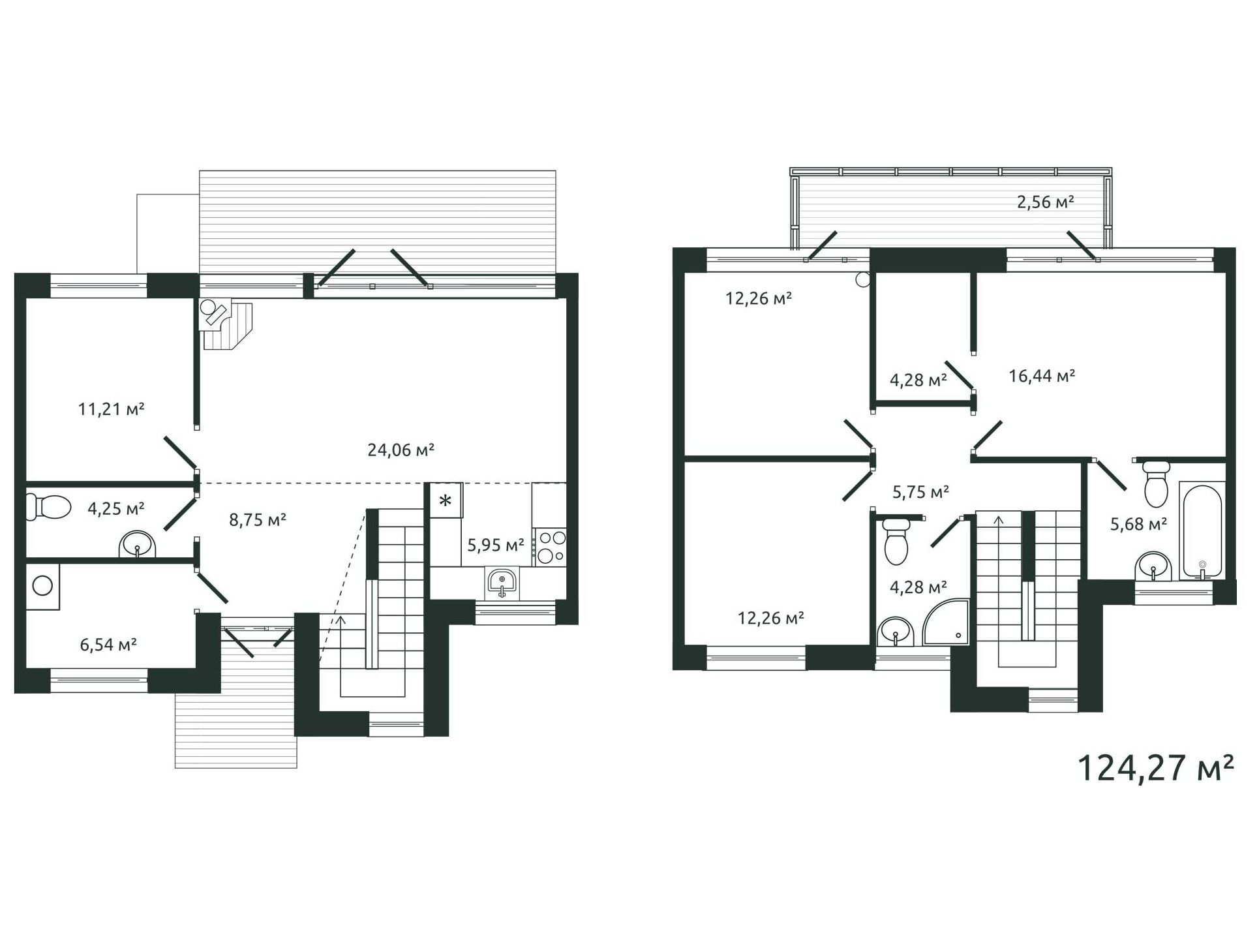 Планировка: 5-комн. квартира 124.27 м² в новостройке Моменты. Репино