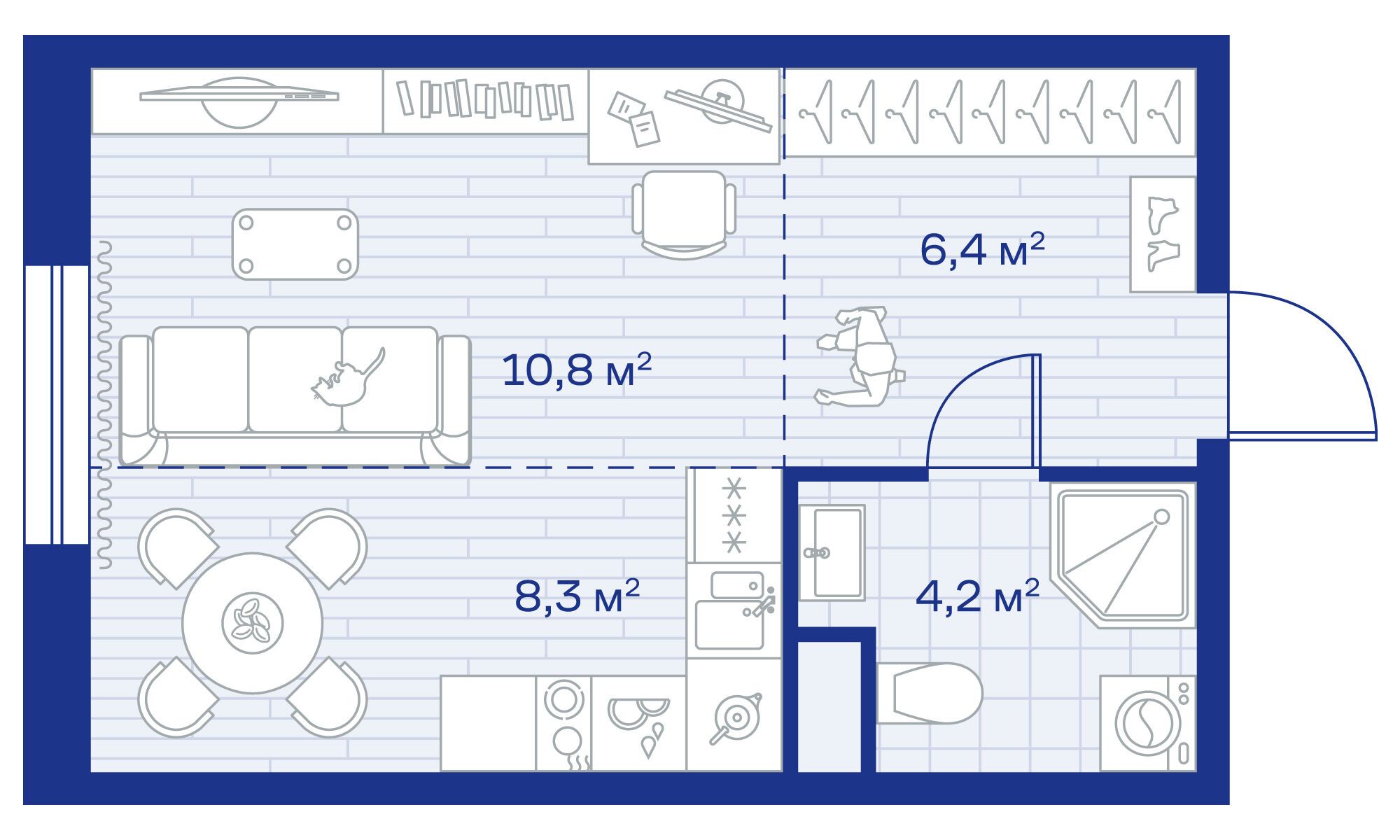 Планировка: Студия 29.70 м² в новостройке Аристов Берег
