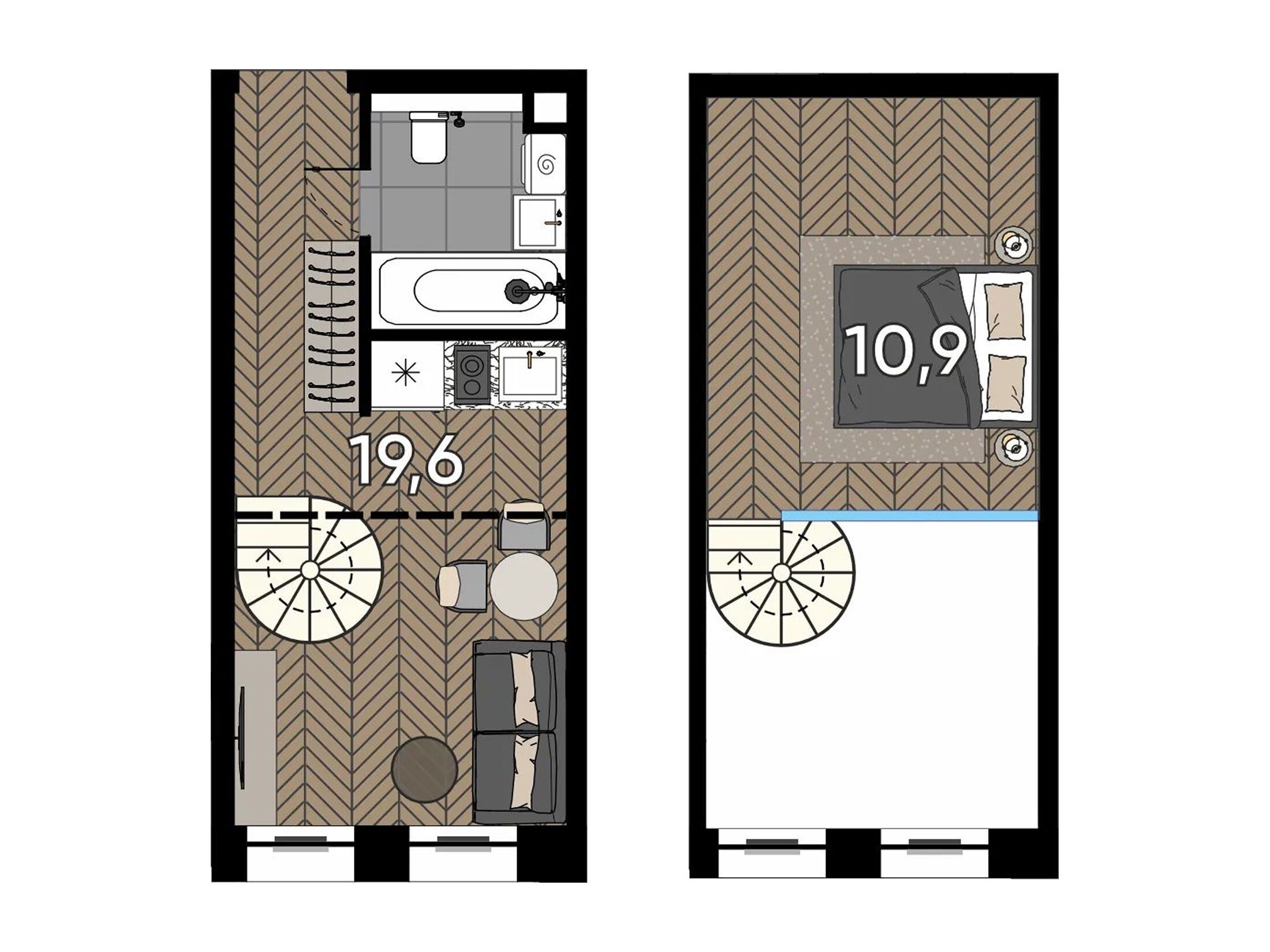 Планировка: Студия 27.40 м² в новостройке Зорге 9