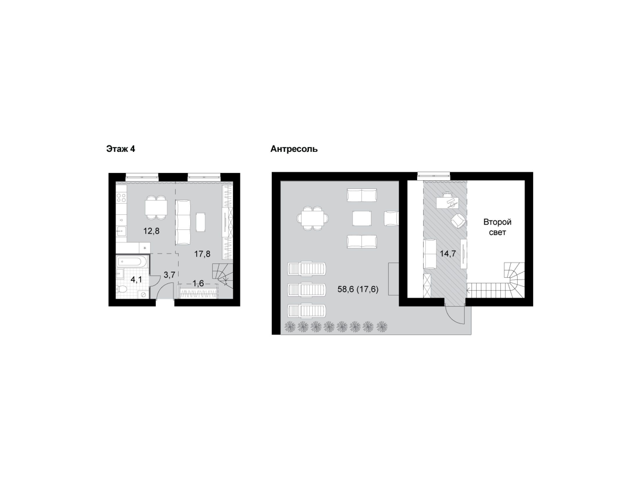 Планировка: 2-комн. квартира 72.30 м² в новостройке Дубровицы клаб