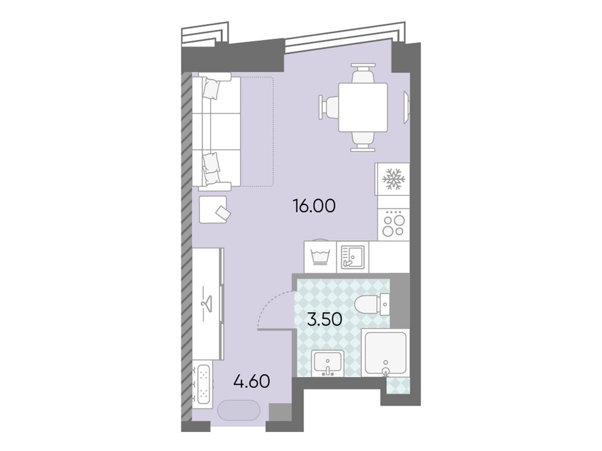 Планировка: Студия 24.10 м² в новостройке Обручева 30