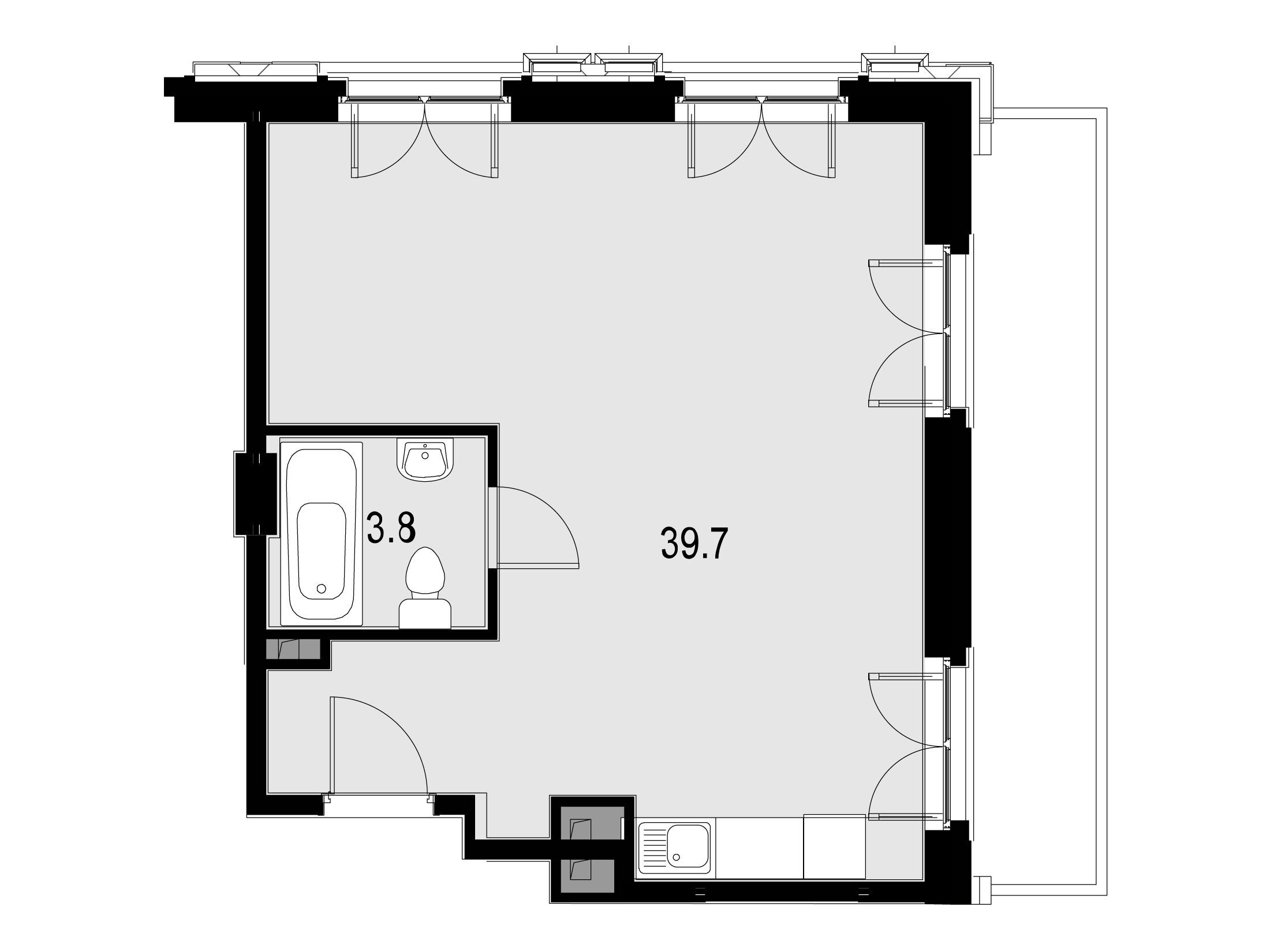 Планировка: 2-комн. квартира 44.20 м² в новостройке Wellton SPA Residence