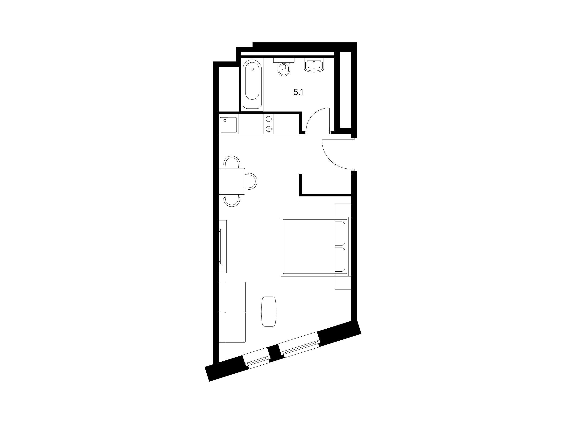 Планировка: Студия 31.40 м² в новостройке Вольта