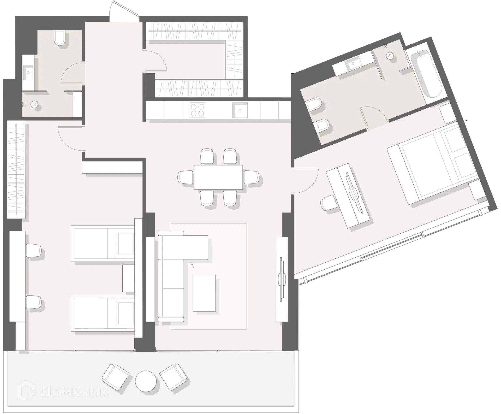 Планировка: 3-комн. квартира 143.50 м² в новостройке Мандарин Гарден
