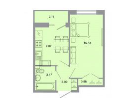 Планировка: 1-комн. квартира 32.40 м² в новостройке ЖК Стороны света
