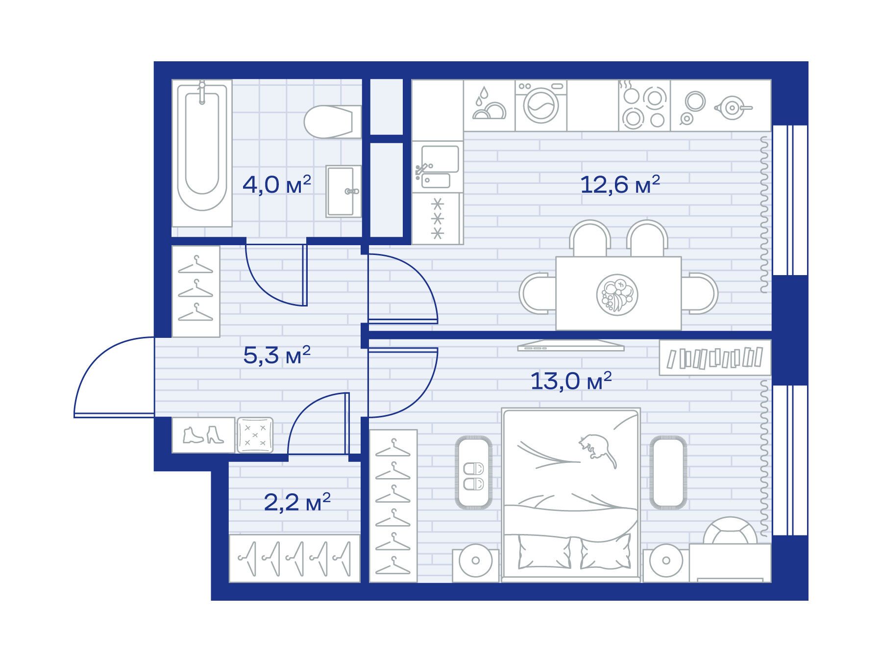 Планировка: 1-комн. квартира 37.10 м² в новостройке Аристов Берег