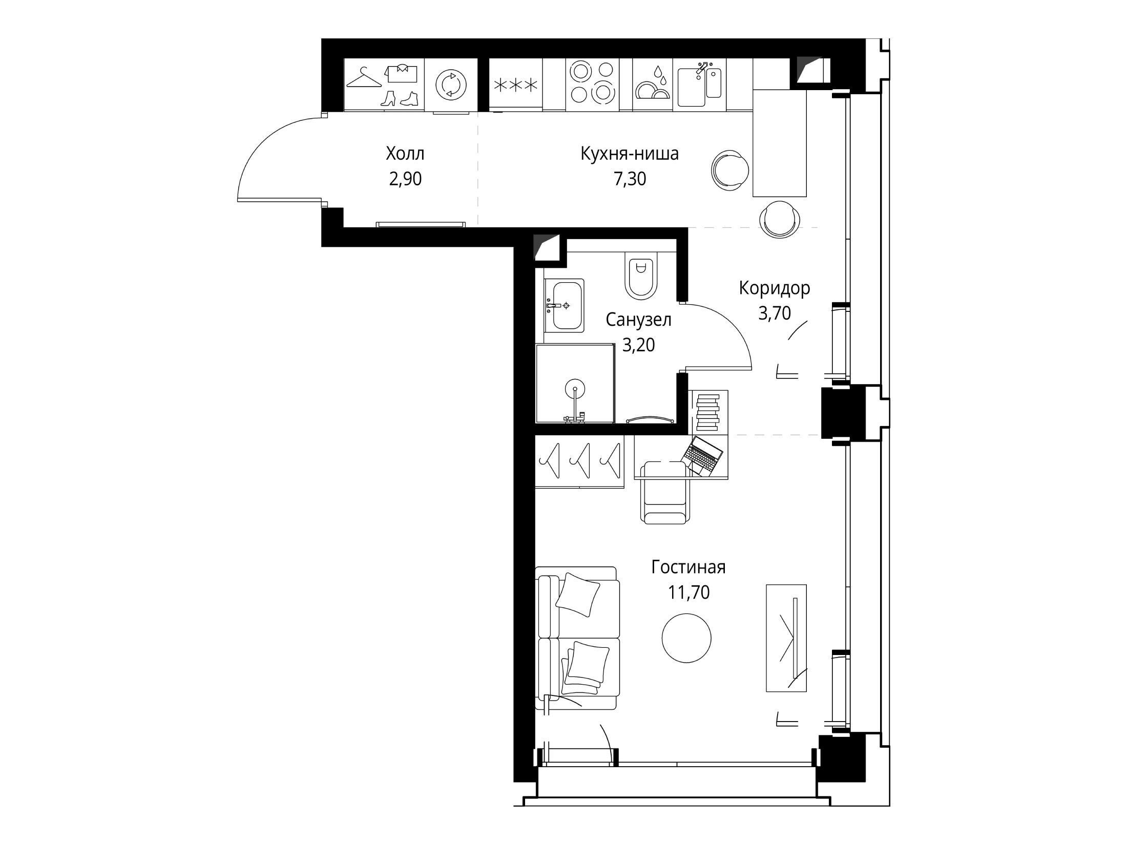Планировка: Студия 29.20 м² в новостройке ЖК Сет