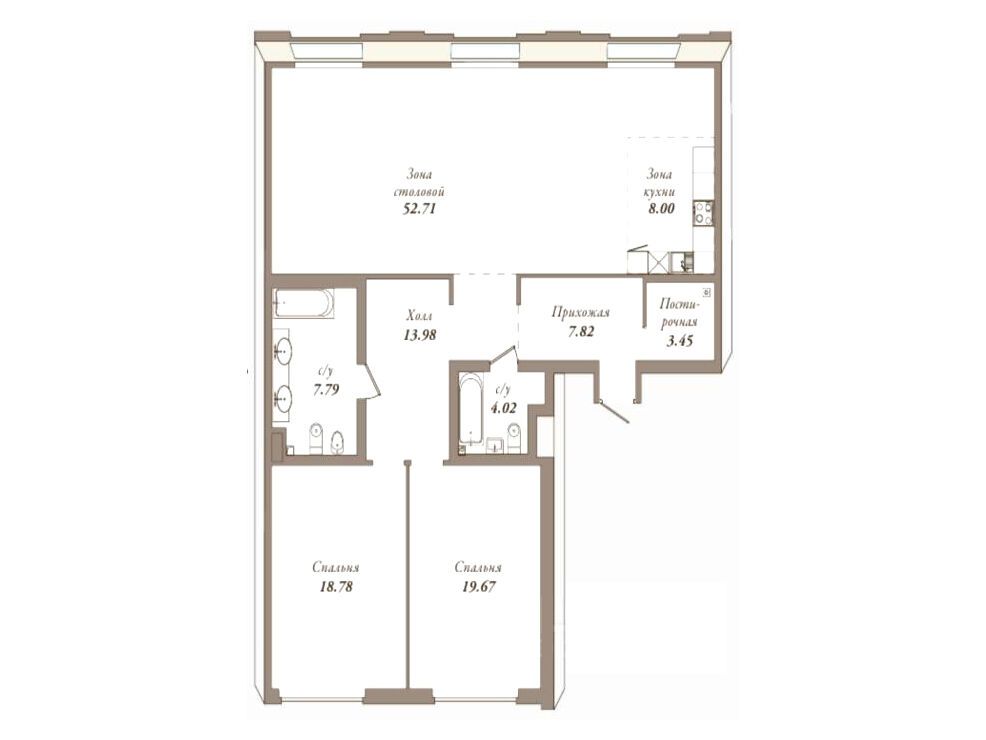 Планировка: 2-комн. квартира 140.20 м² в новостройке ЖК Приоритет