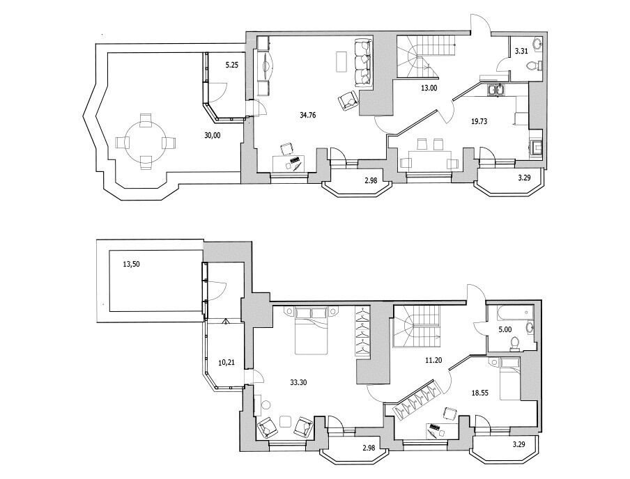 Планировка: 3-комн. квартира 185.40 м² в новостройке Байрон