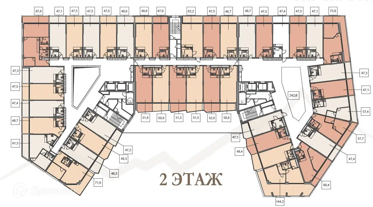 Планировка: 1-комн. квартира 47.30 м² в новостройке Поляна Пик
