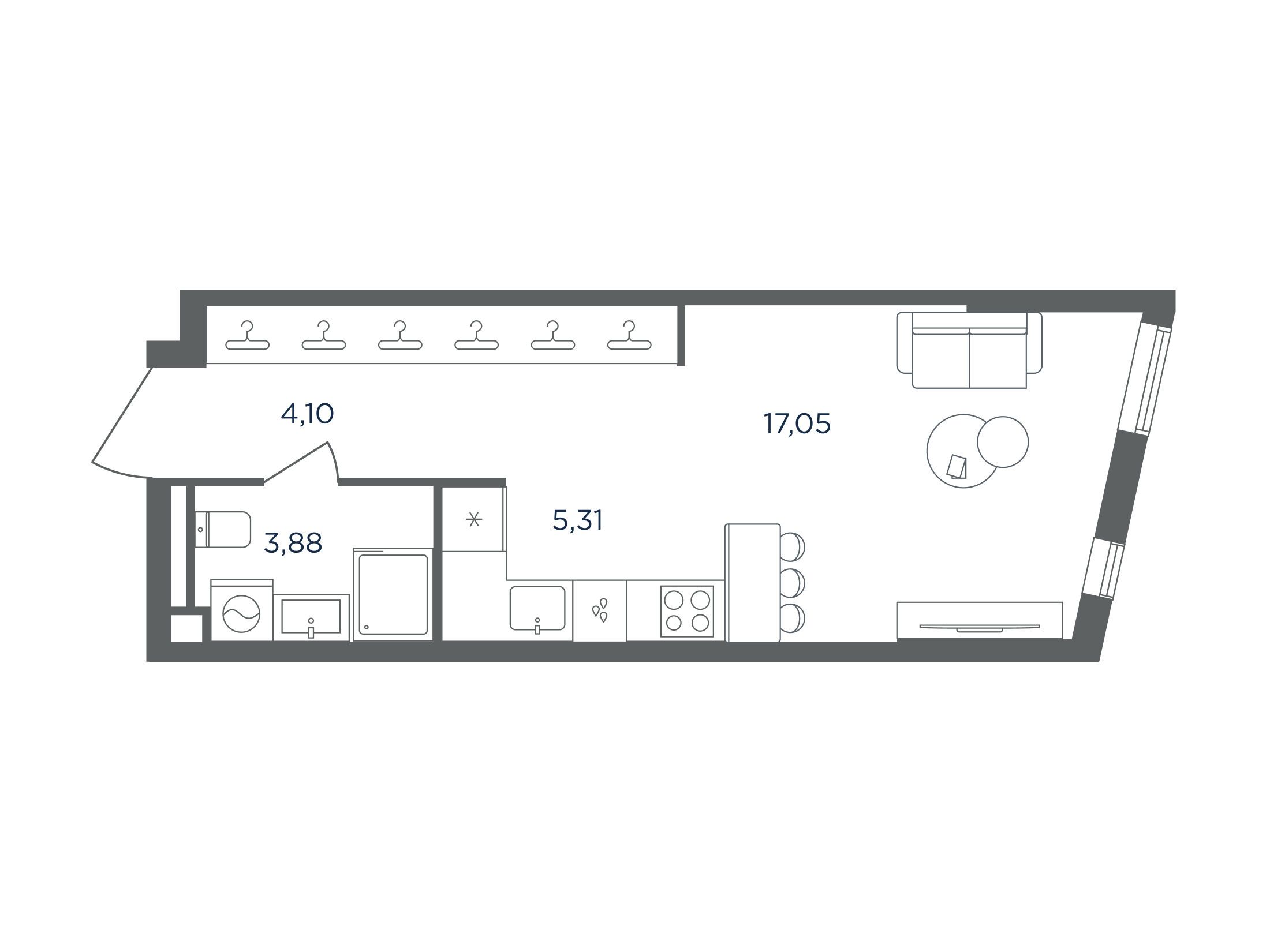 Планировка: 1-комн. квартира 30.34 м² в новостройке Сикрет Гарден