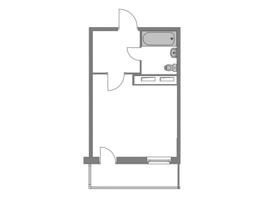 Планировка: Студия 25.90 м² в новостройке Галактика (Новое Девяткино)