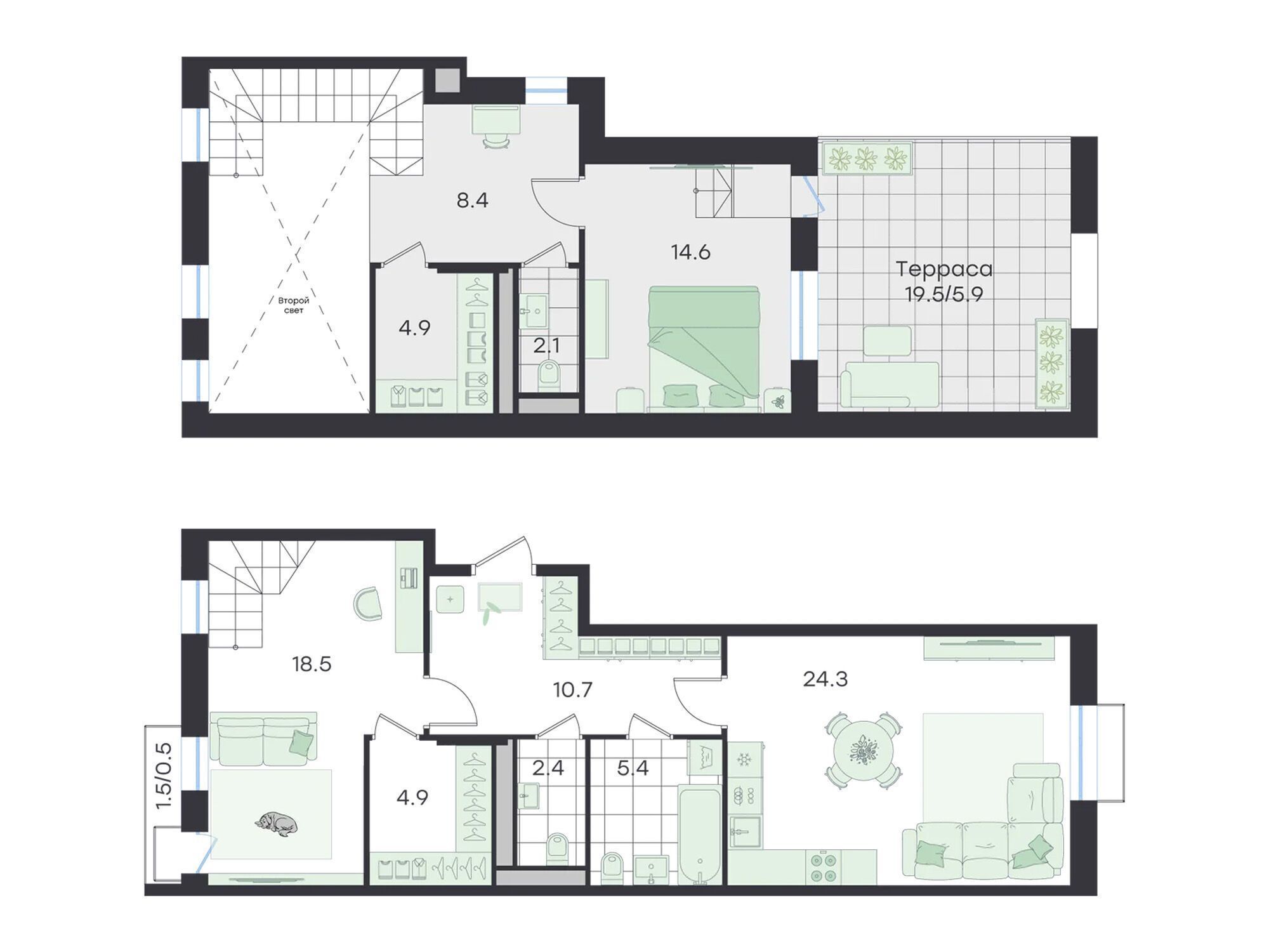 Планировка: 3-комн. квартира 98.20 м² в новостройке Джи Три Театральный