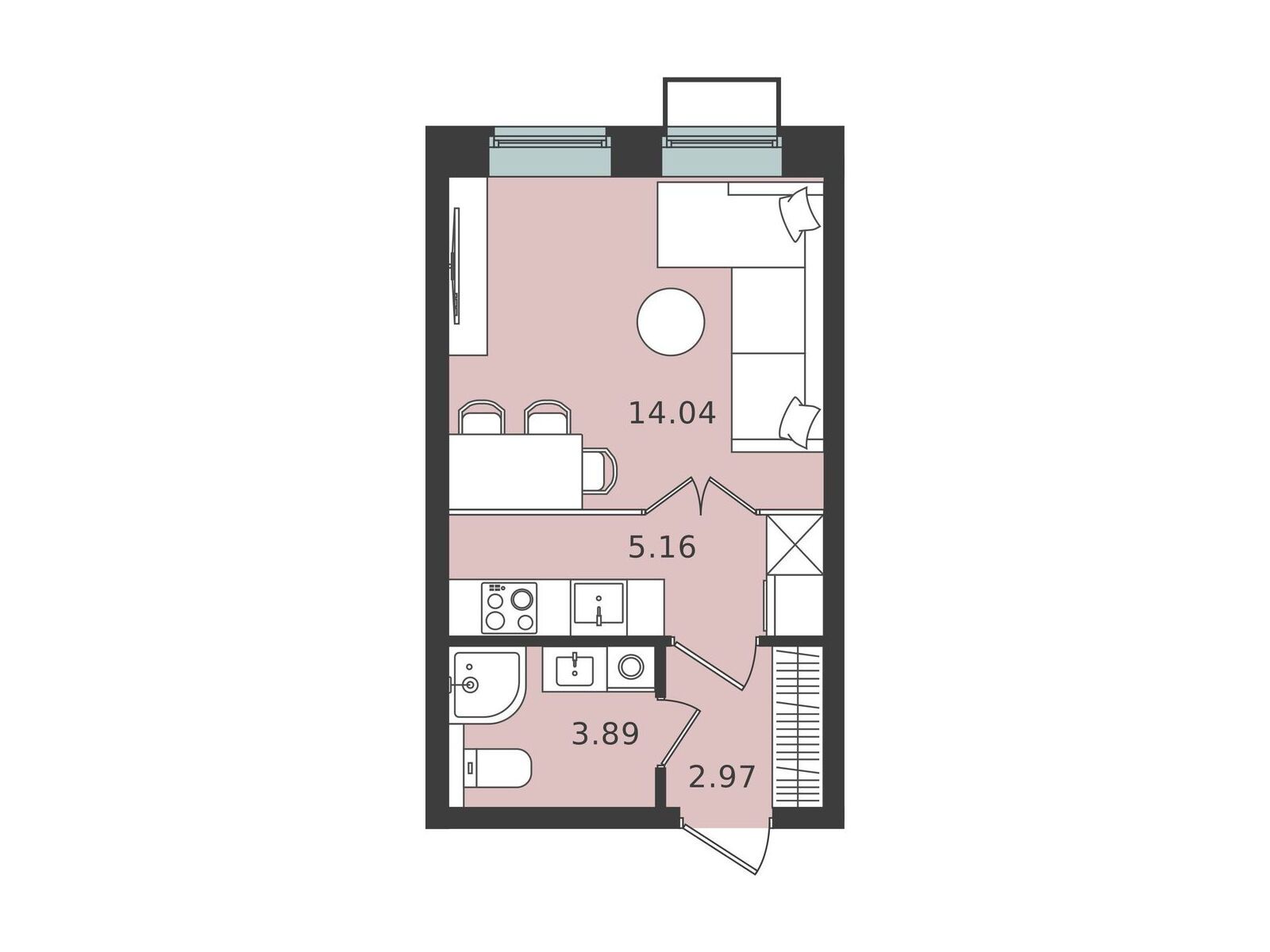 Планировка: Студия 26.06 м² в новостройке Мишино-2
