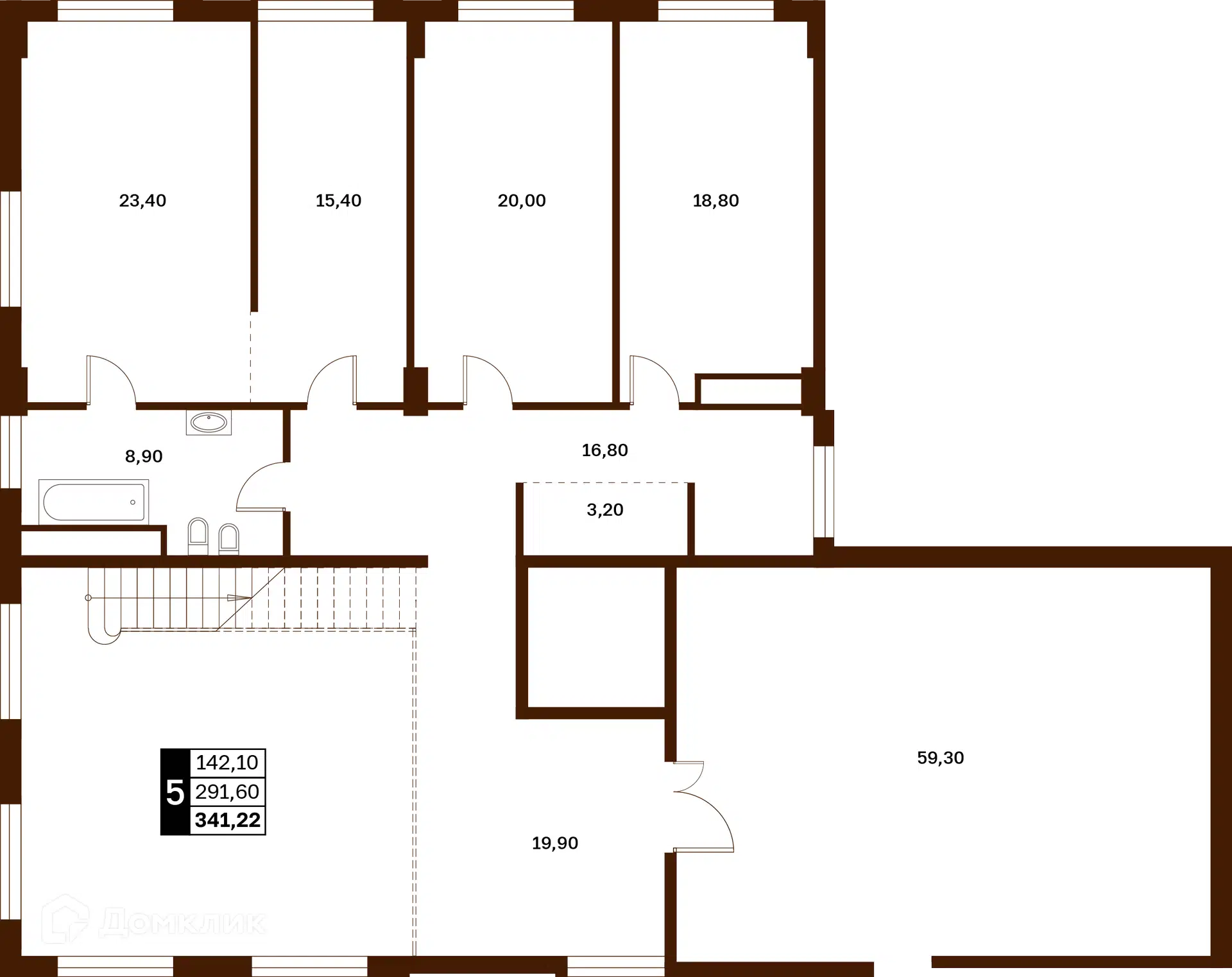 Планировка: 5-комн. квартира 341.22 м² в новостройке Аксис Патриот