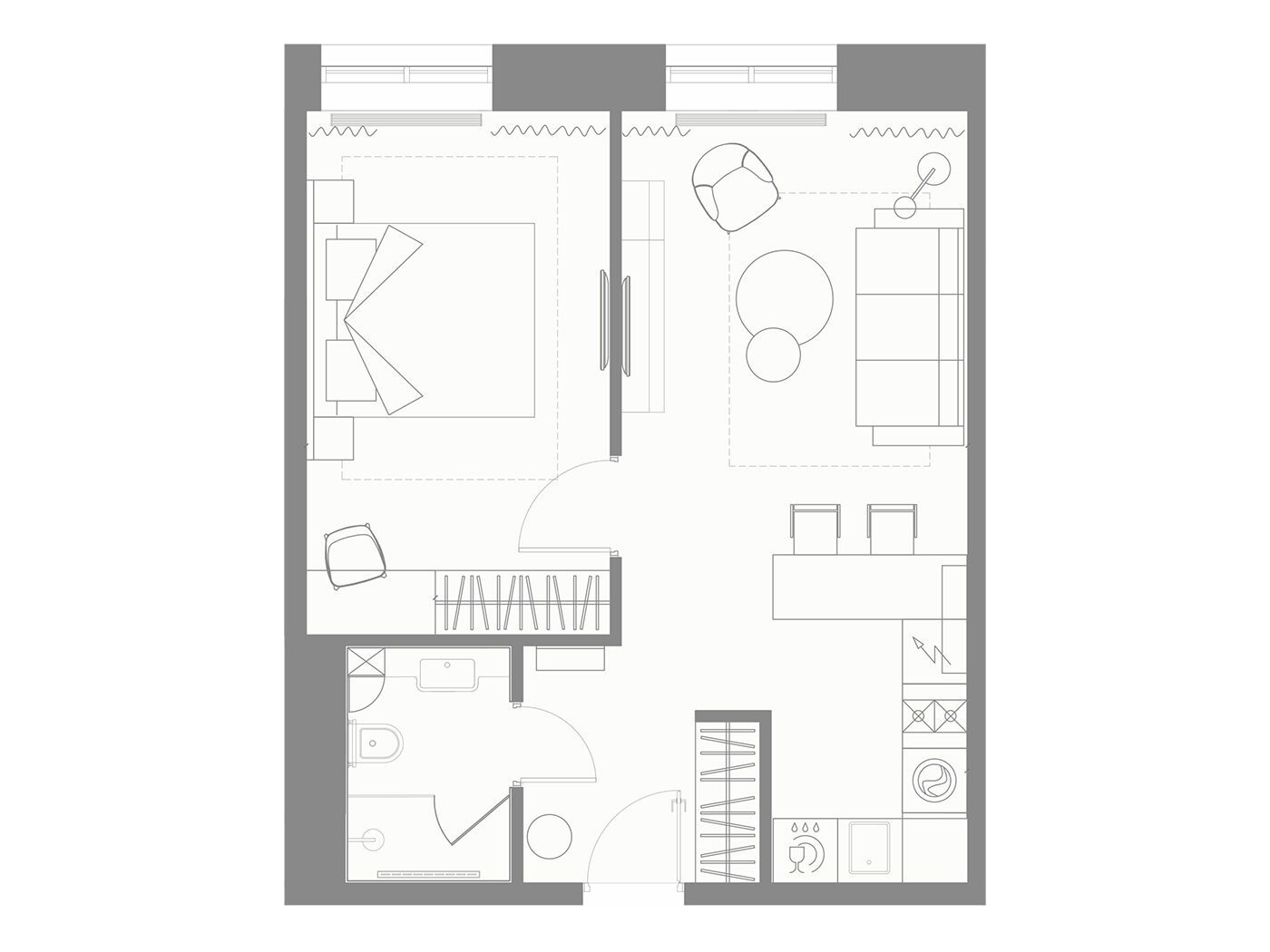 Планировка: Студия 44.16 м² в новостройке ЖК Йес Приморский
