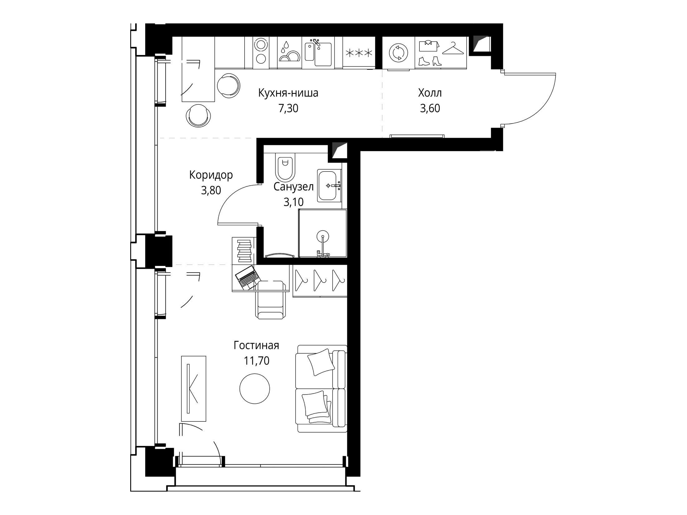 Планировка: Студия 29.90 м² в новостройке ЖК Сет