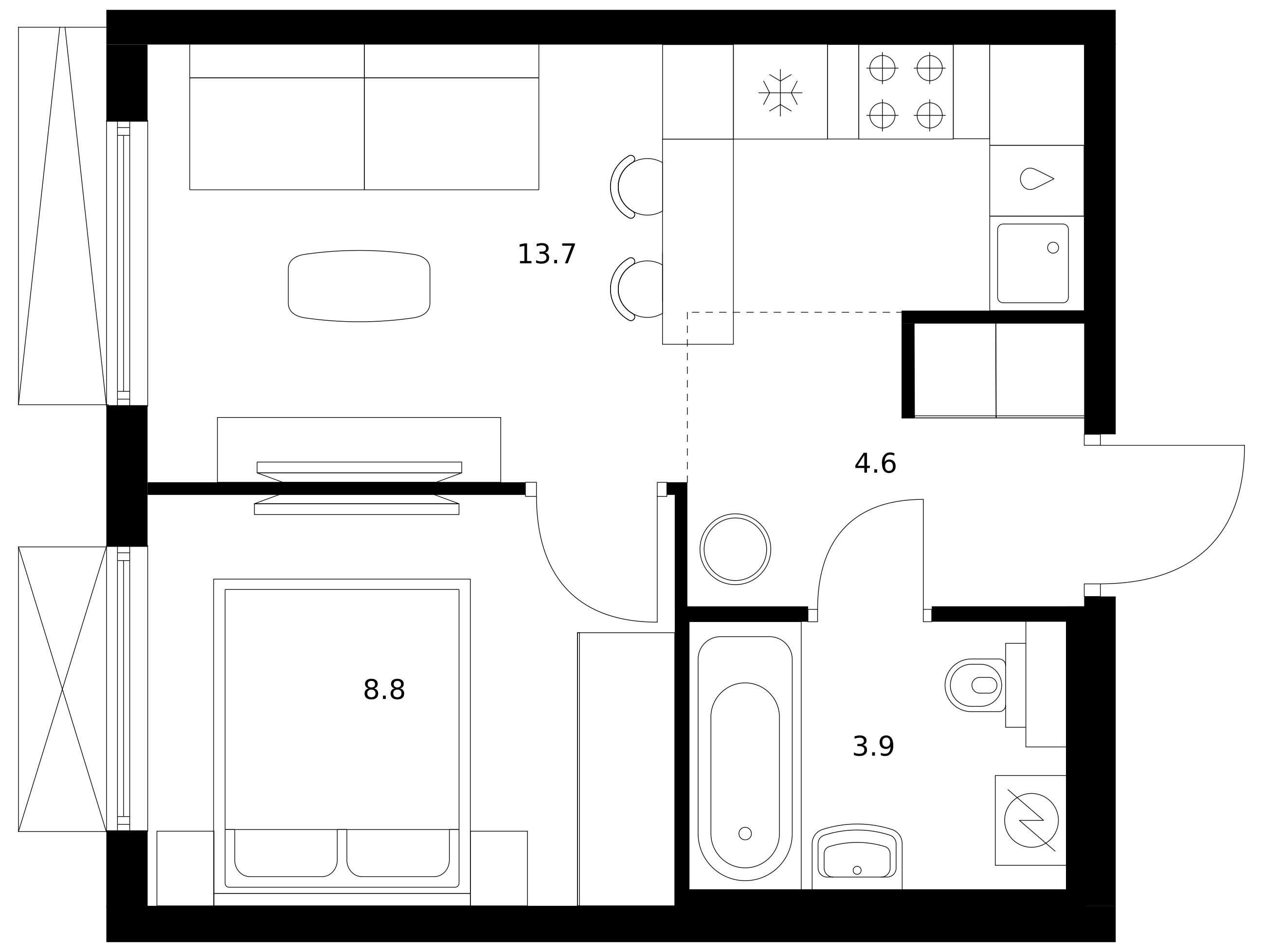 Планировка: 1-комн. квартира 31.00 м² в новостройке Никольские луга